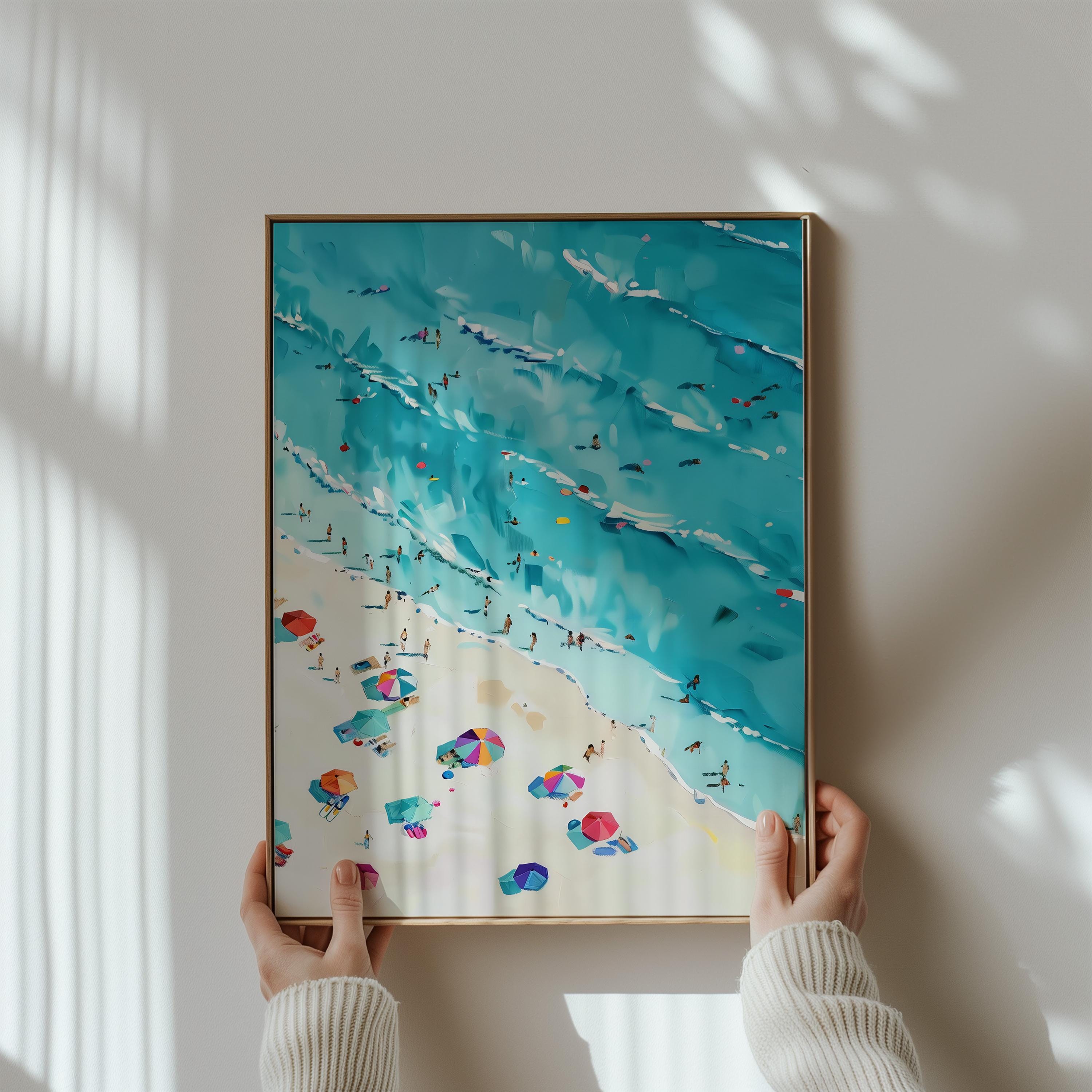 The Summer Constellation: Aerial Beach & Umbrellas Art | Vibrant & Modern Coastal Decor