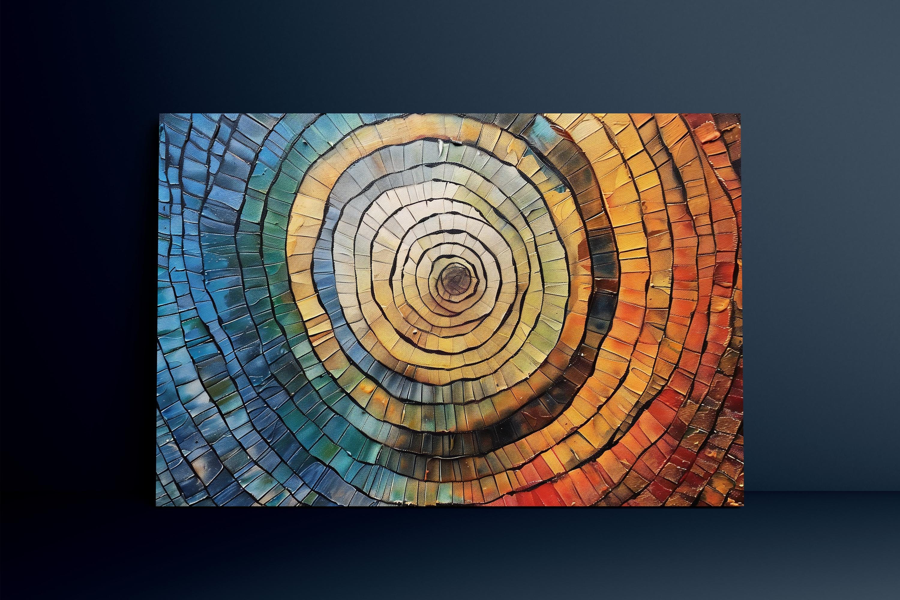 Tree of Life Rings: Vibrant Abstract Mosaic Canvas Art | Colorful & Modern Wall Decor