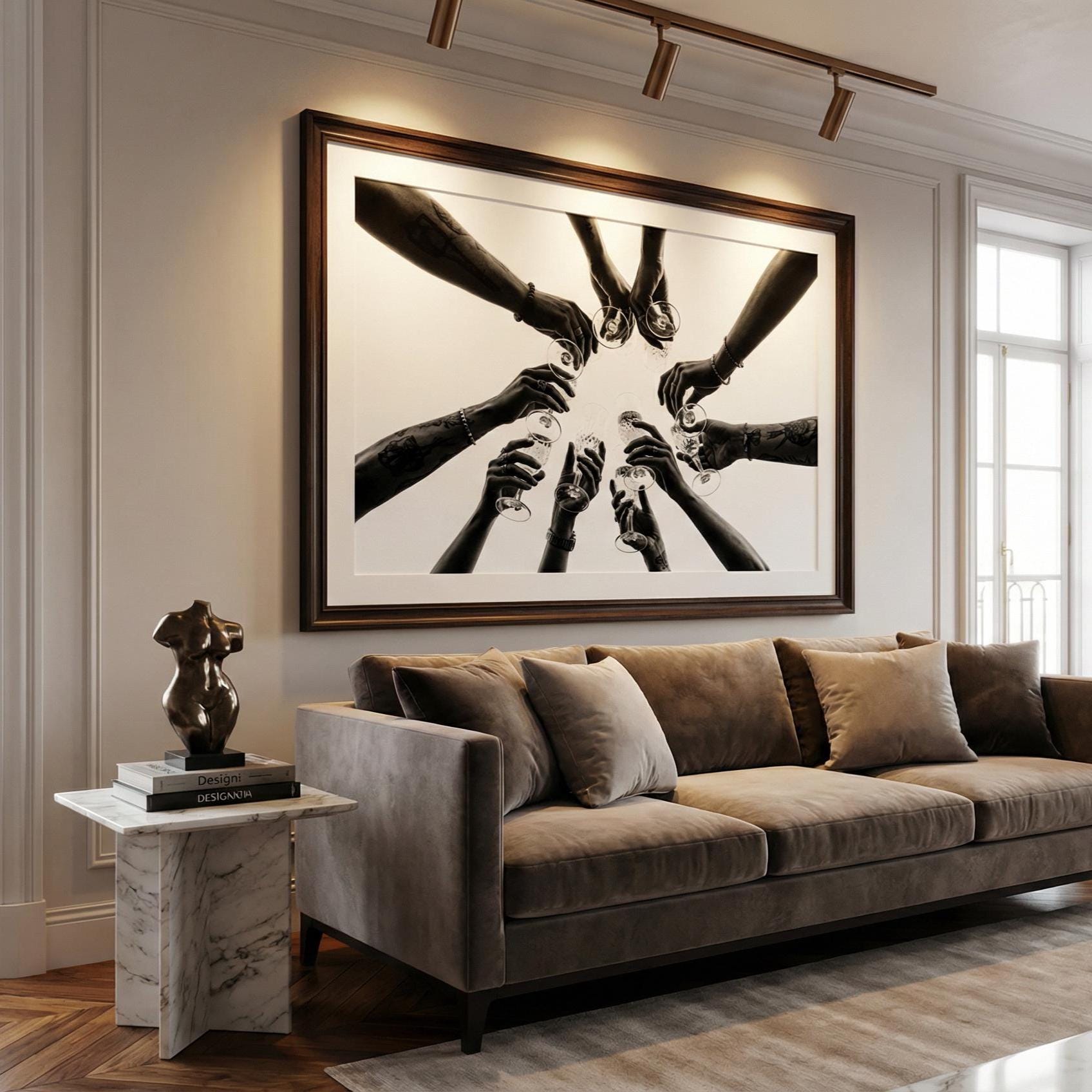 Party Toast Wall Art Print: Black and White Celebration Decor