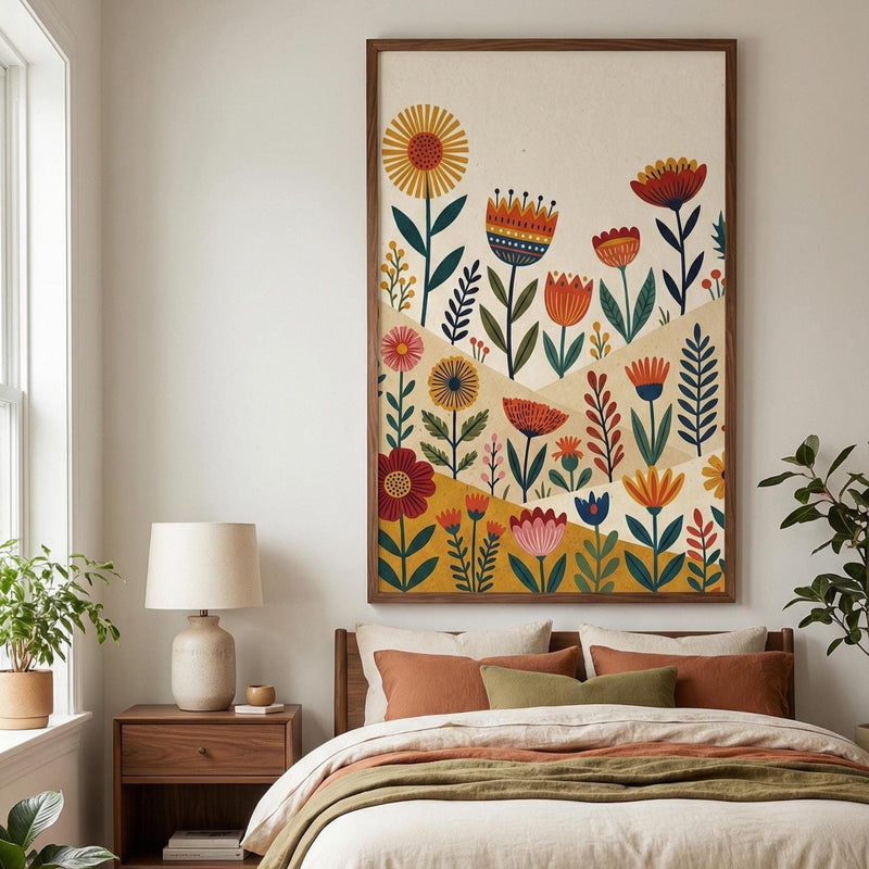 Flower Wall Art Print: Minimalist Botanical Decor (Framed or Canvas)
