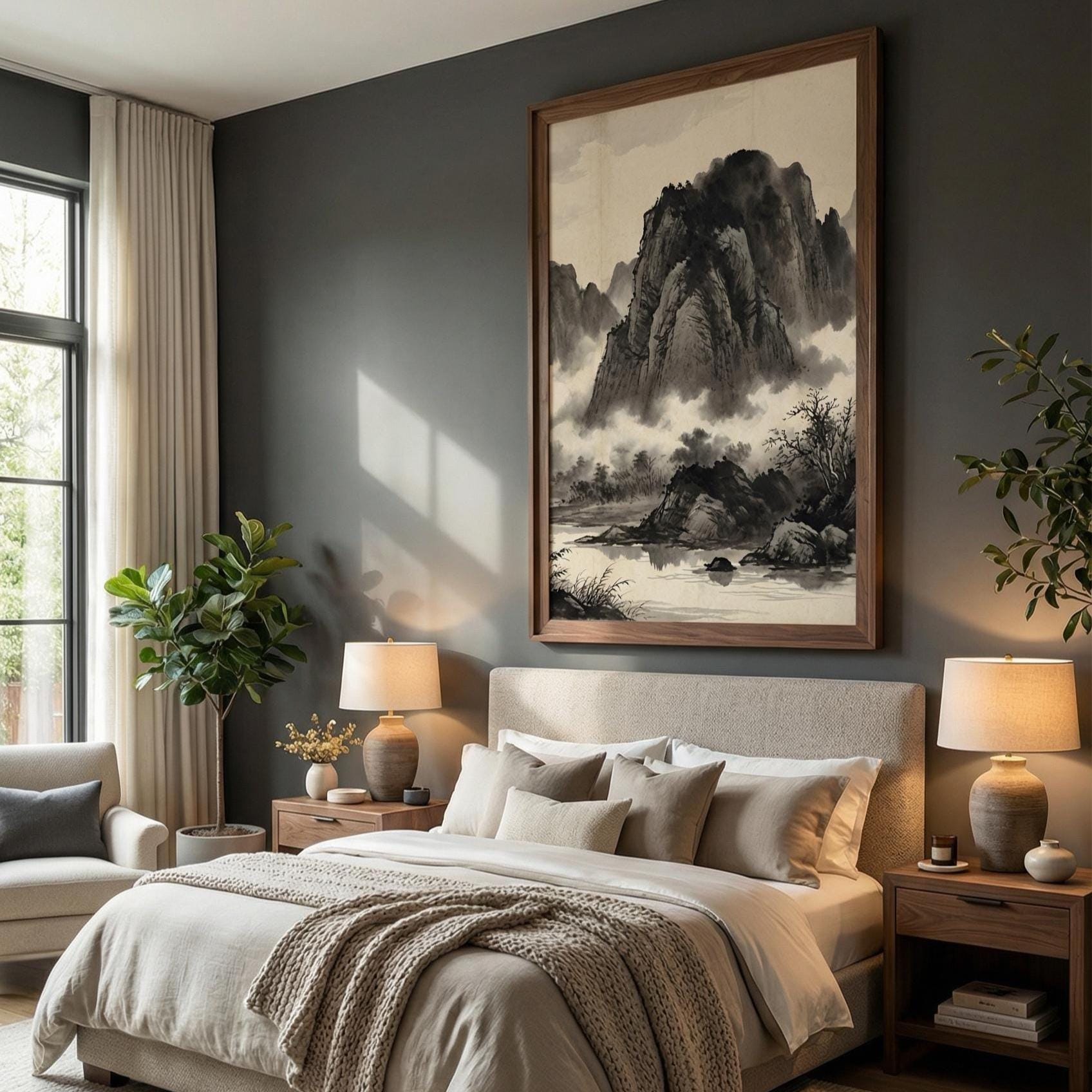Japanese Mountain Wall Art - Nature Landscape Print for Home