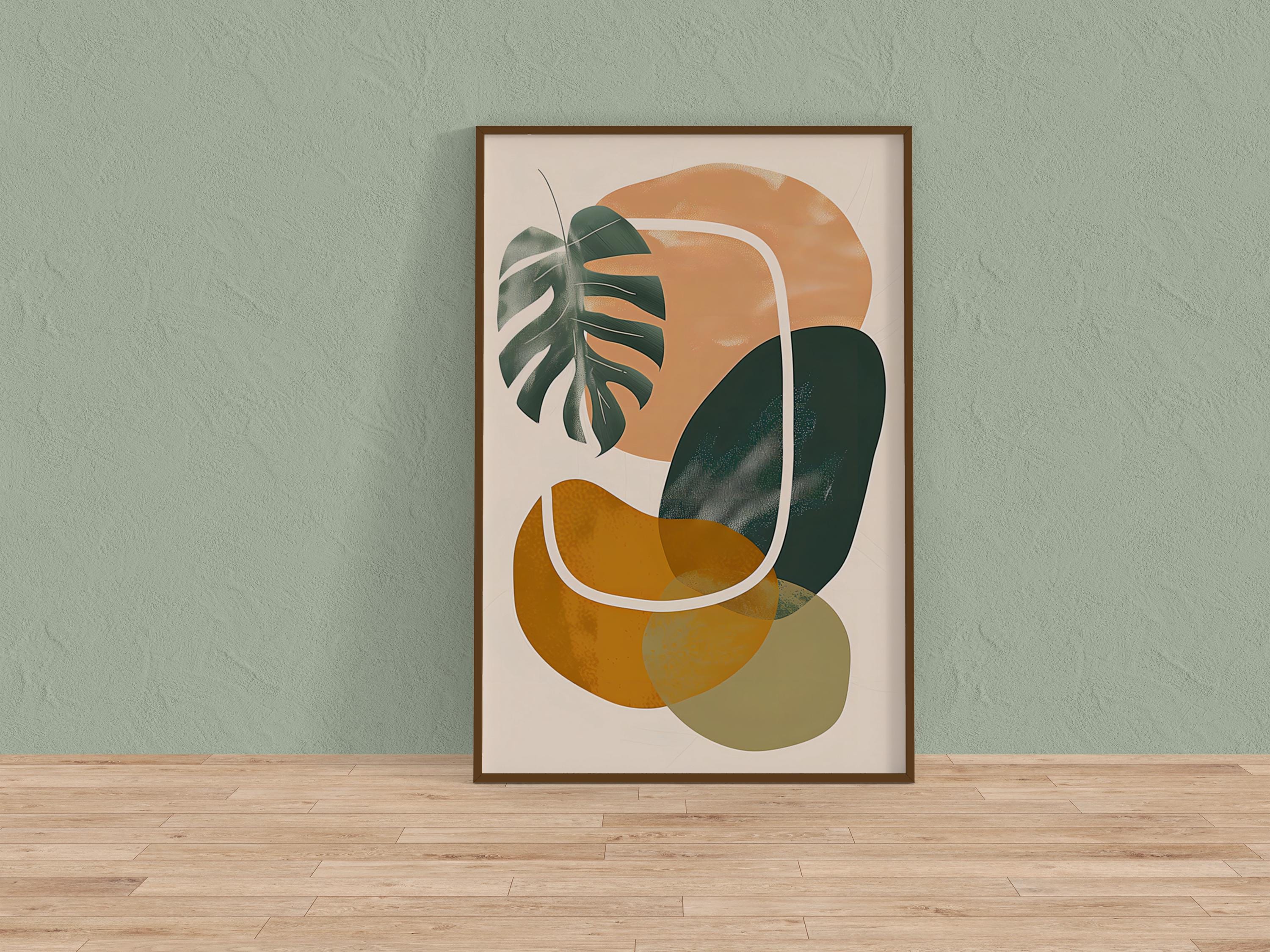 Tropical Rhythms: Mid-Century Modern Abstract Leaf Art | Boho Chic Wall Decor