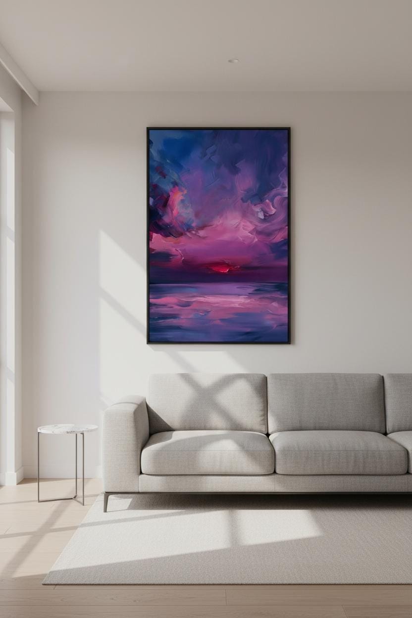 Sunset Sky Art Print - Vibrant Landscape Decor With Dramatic Cloud Formations
