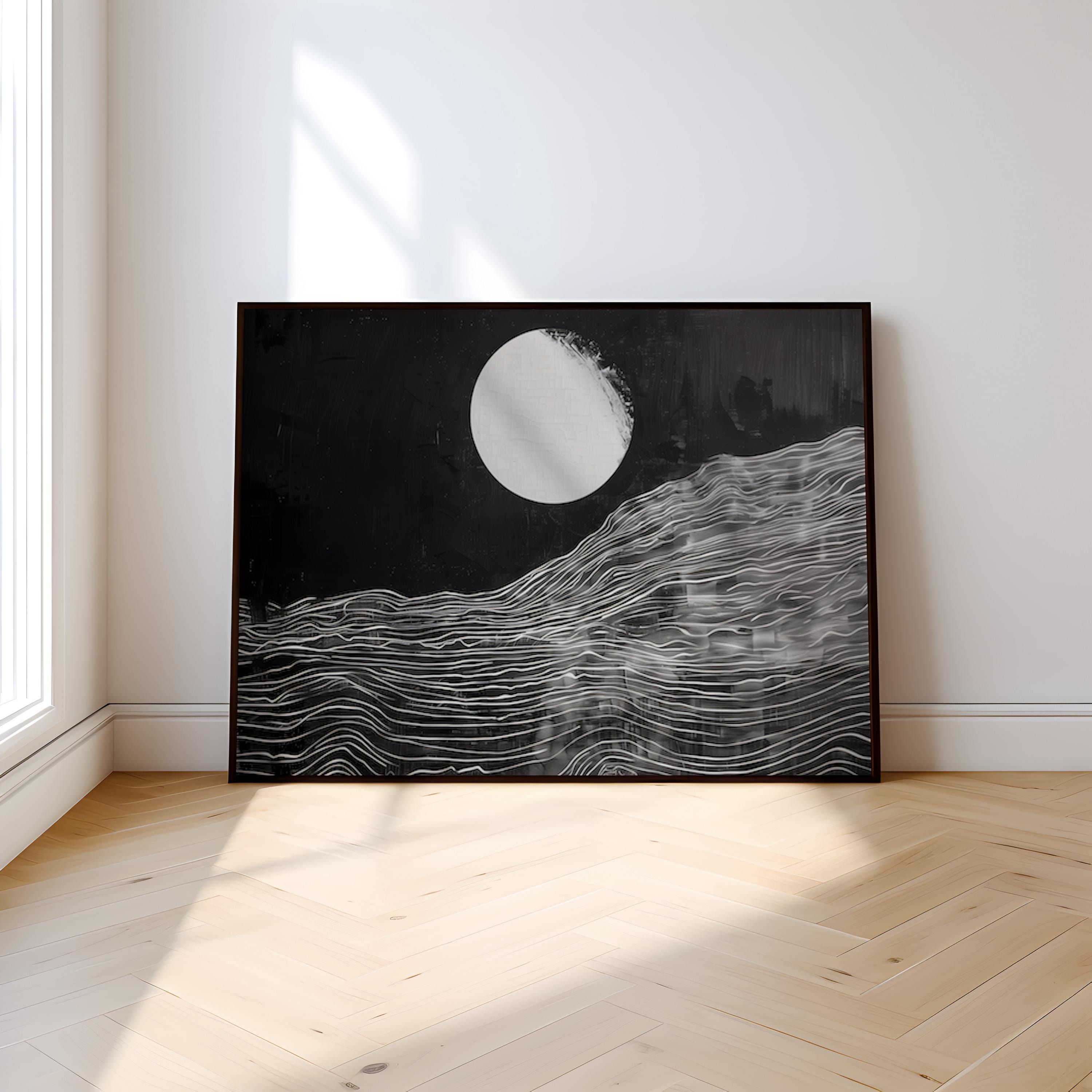Celestial Balance: Abstract Sun and Moon Art Print | Modern Minimalist Boho Wall Decor