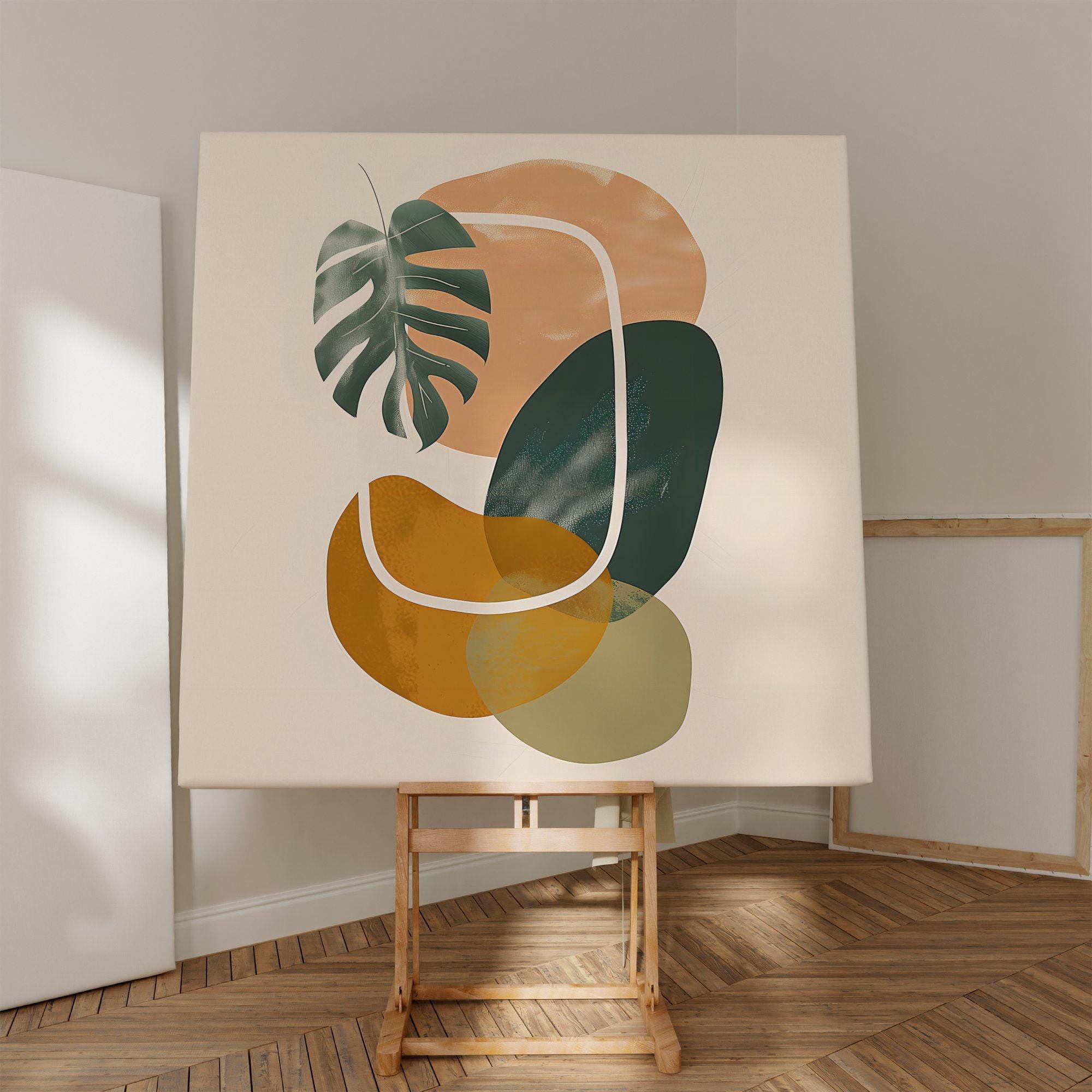 Tropical Rhythms: Mid-Century Modern Abstract Leaf Art | Boho Chic Wall Decor
