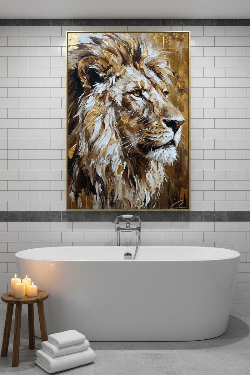 Lion Wall Art - Majestic African Wildlife Print With Golden Mane Decor
