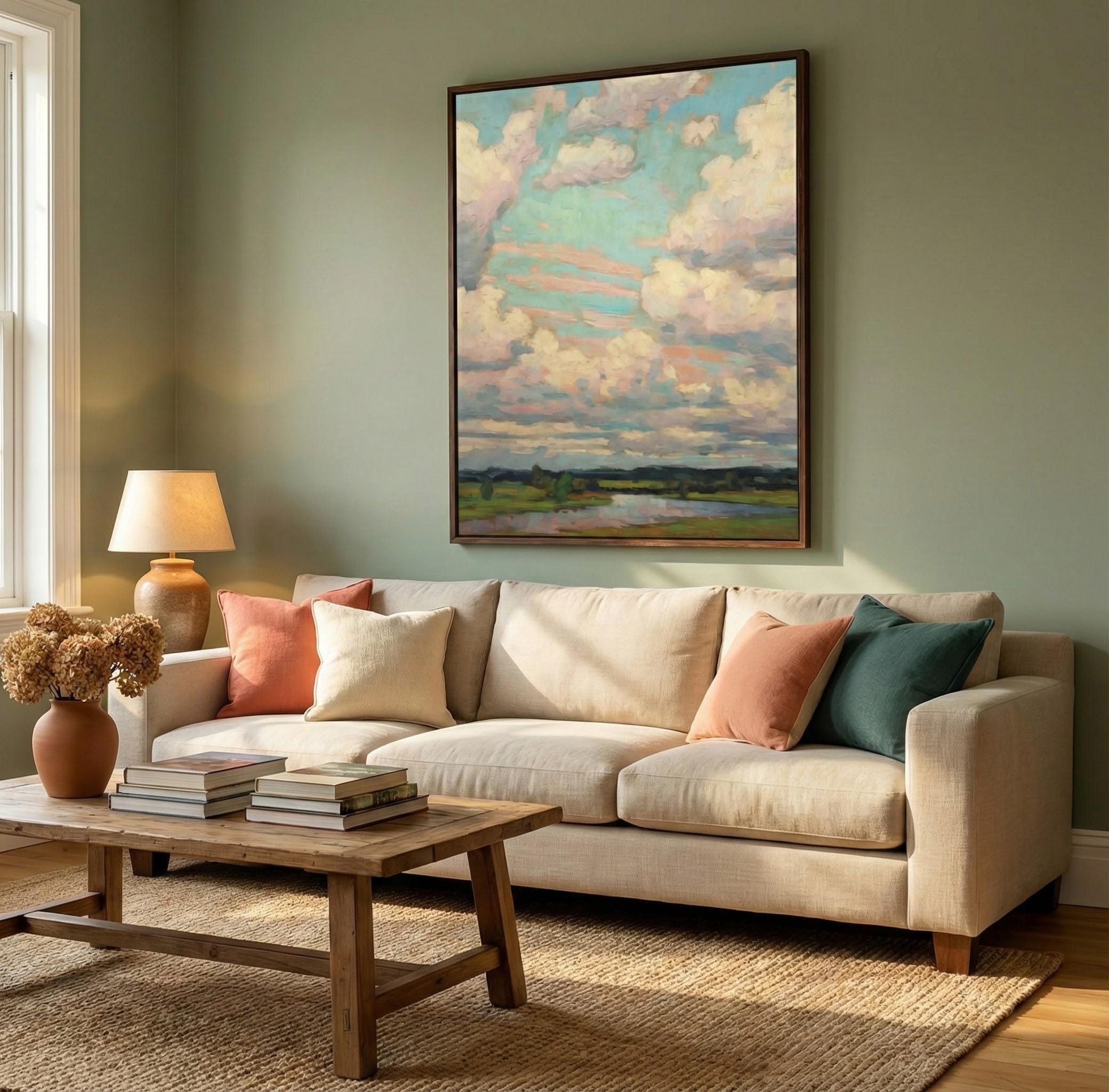Impressionist Colorful Clouds Print - Soft Colors, Matte Finish