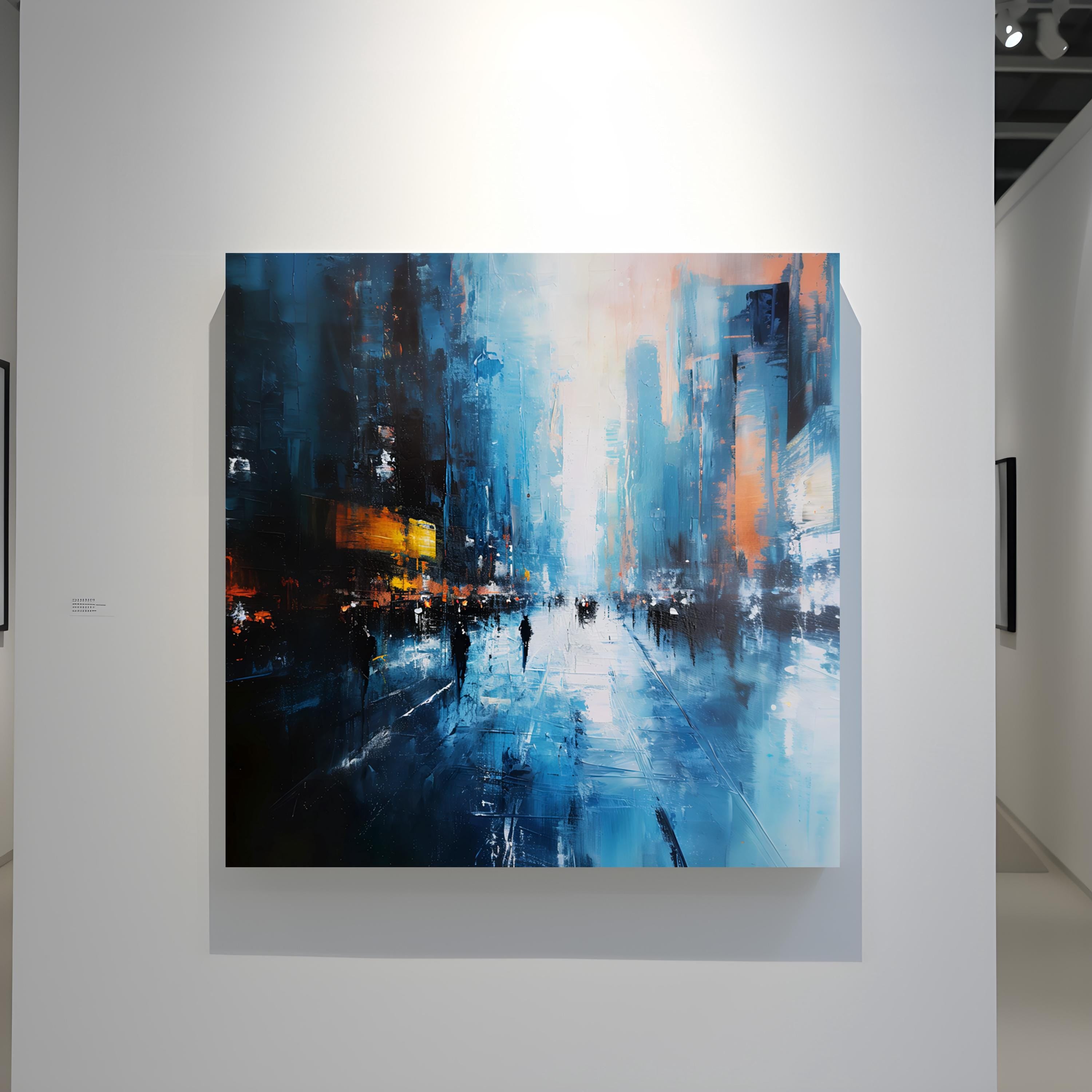 The Blue Hour: Temporal Impressionism Cityscape | Abstract & Historical Persian Blue Wall Art