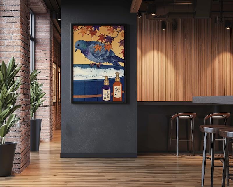 Food Wall Art: Hot Dog and Wine - Humorous Kitchen Decor