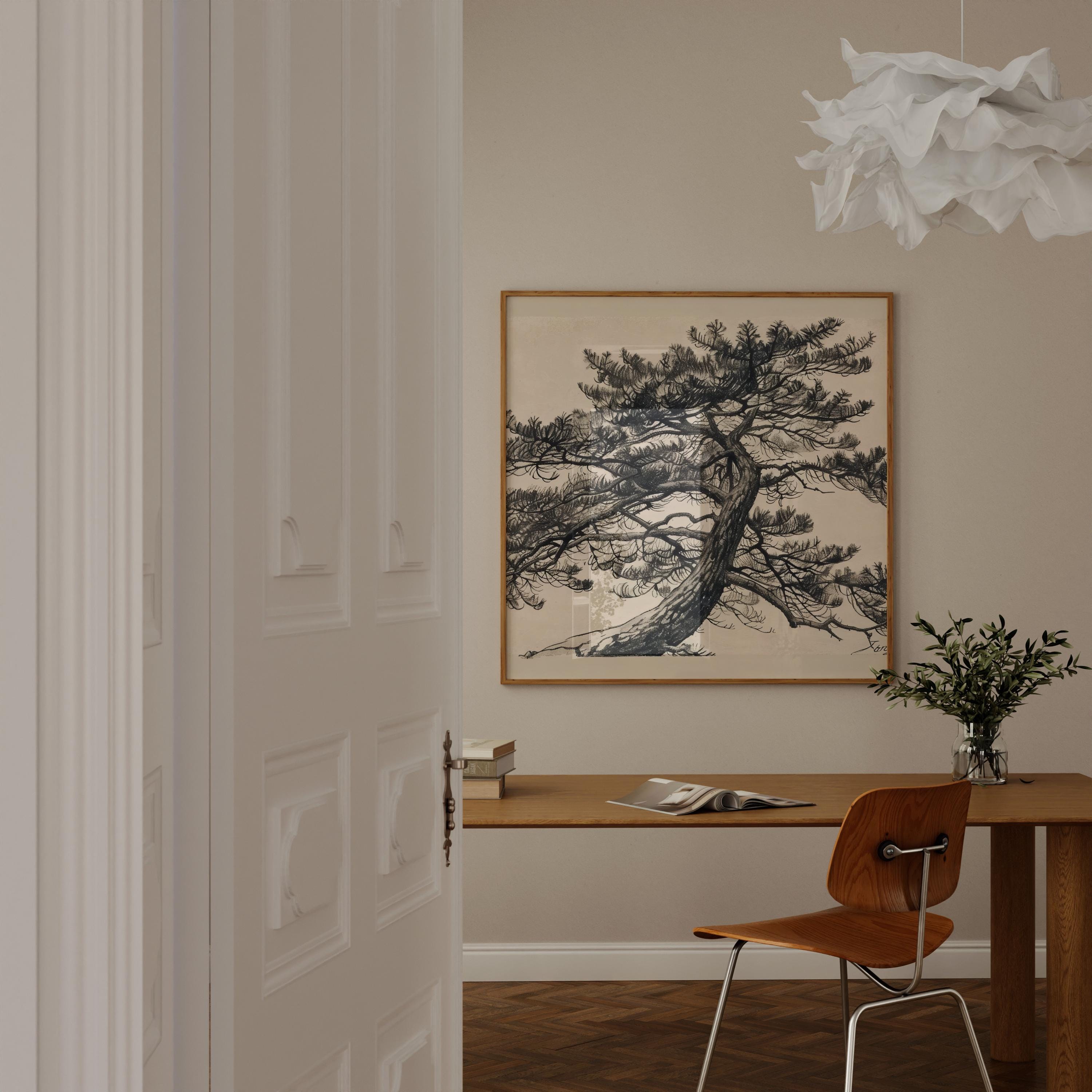 The Geisha's Gaze: Elegant Japanese Woman Portrait | Traditional Floral Art Decor