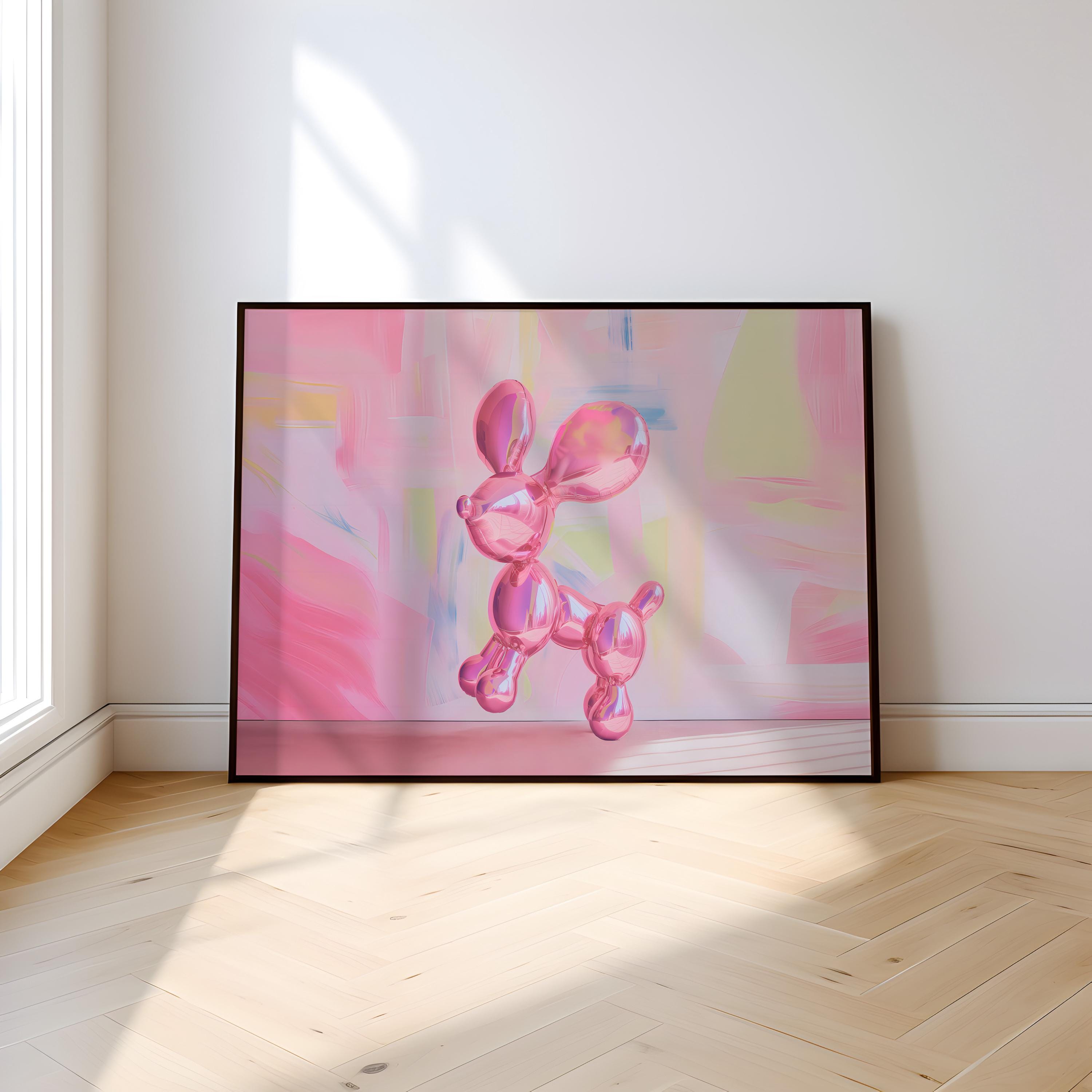 Playful Pink Balloon Dog Canvas Art | Trendy Disco Pop Art Print for Modern Home Decor