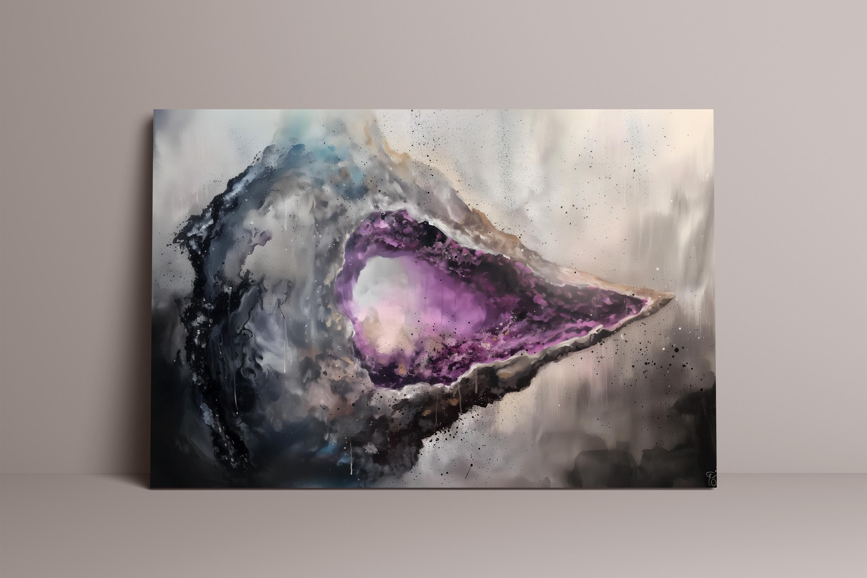 Radiant Geode Abstract Canvas Art | Elegant Blue & Gold Crystal Wall Decor