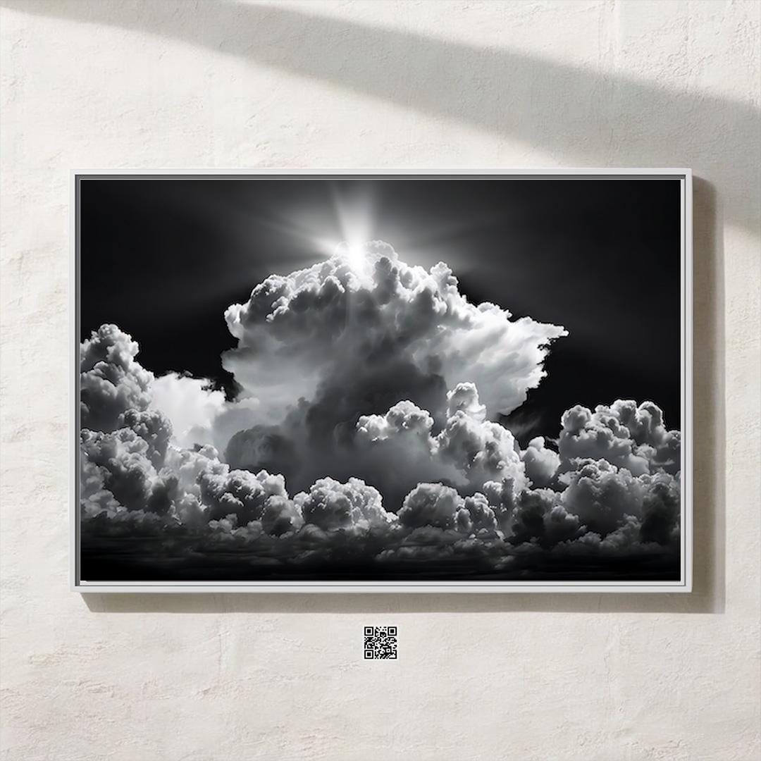 Sublime Sky: Dramatic Black & White Cloudscape Art | Awe-Inspiring Framed Canvas Decor