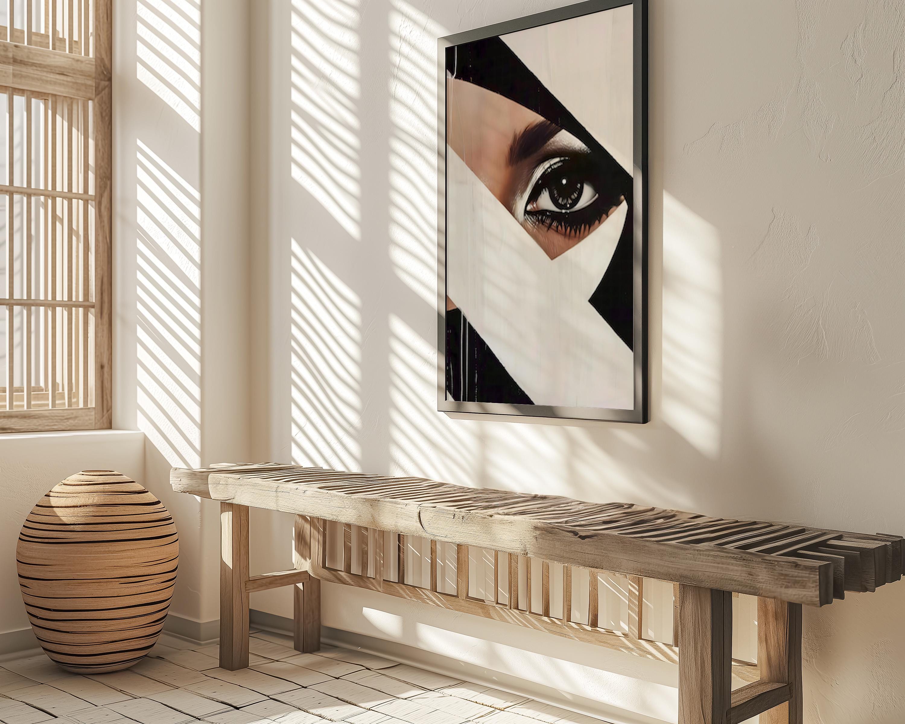 The Observer: Surreal Eye in Fractured Geometric Art | Modern Black & White Wall Decor