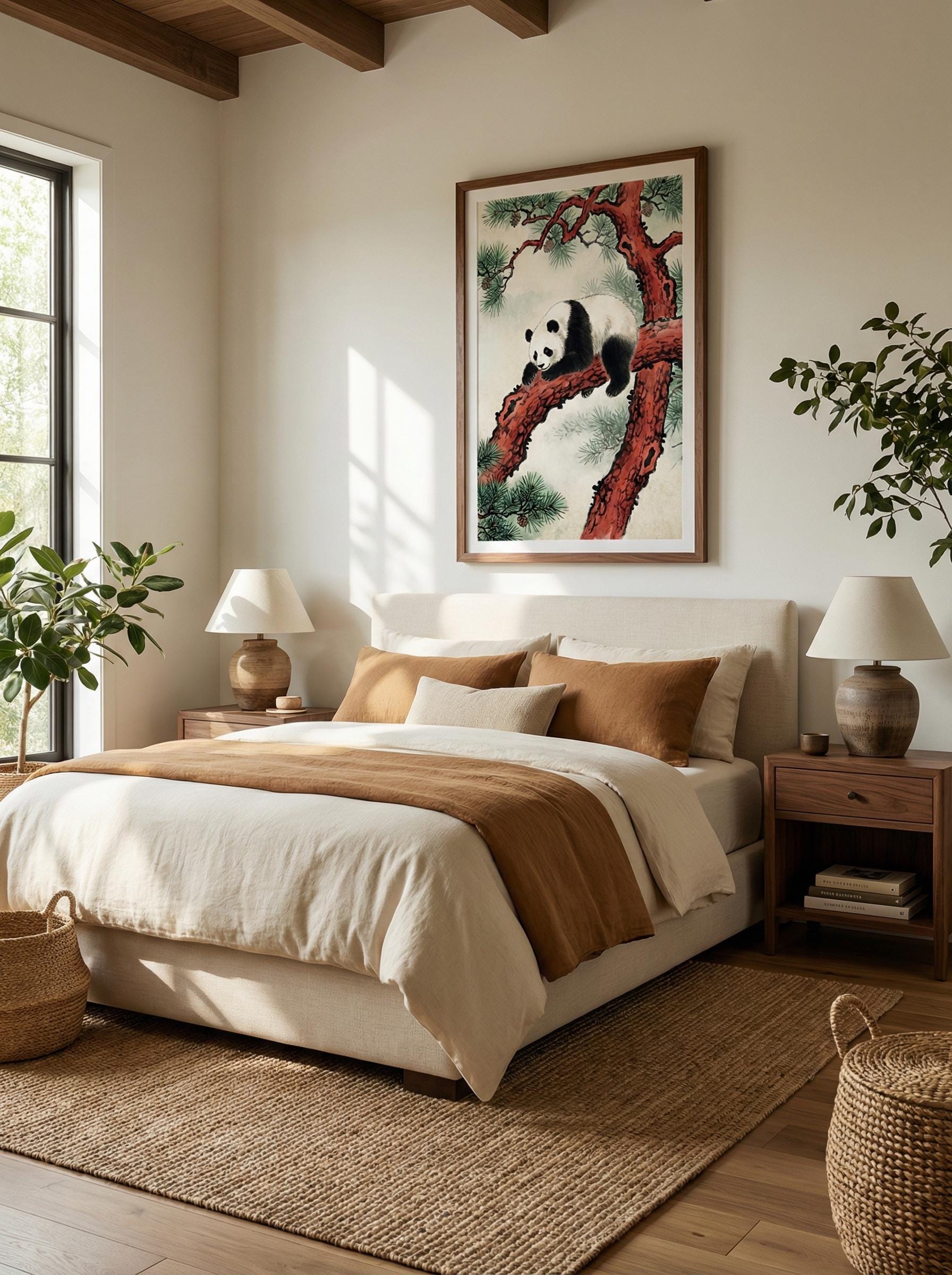 Panda Wall Art: Tree and Nature Design (Framed or Rolled Canvas)
