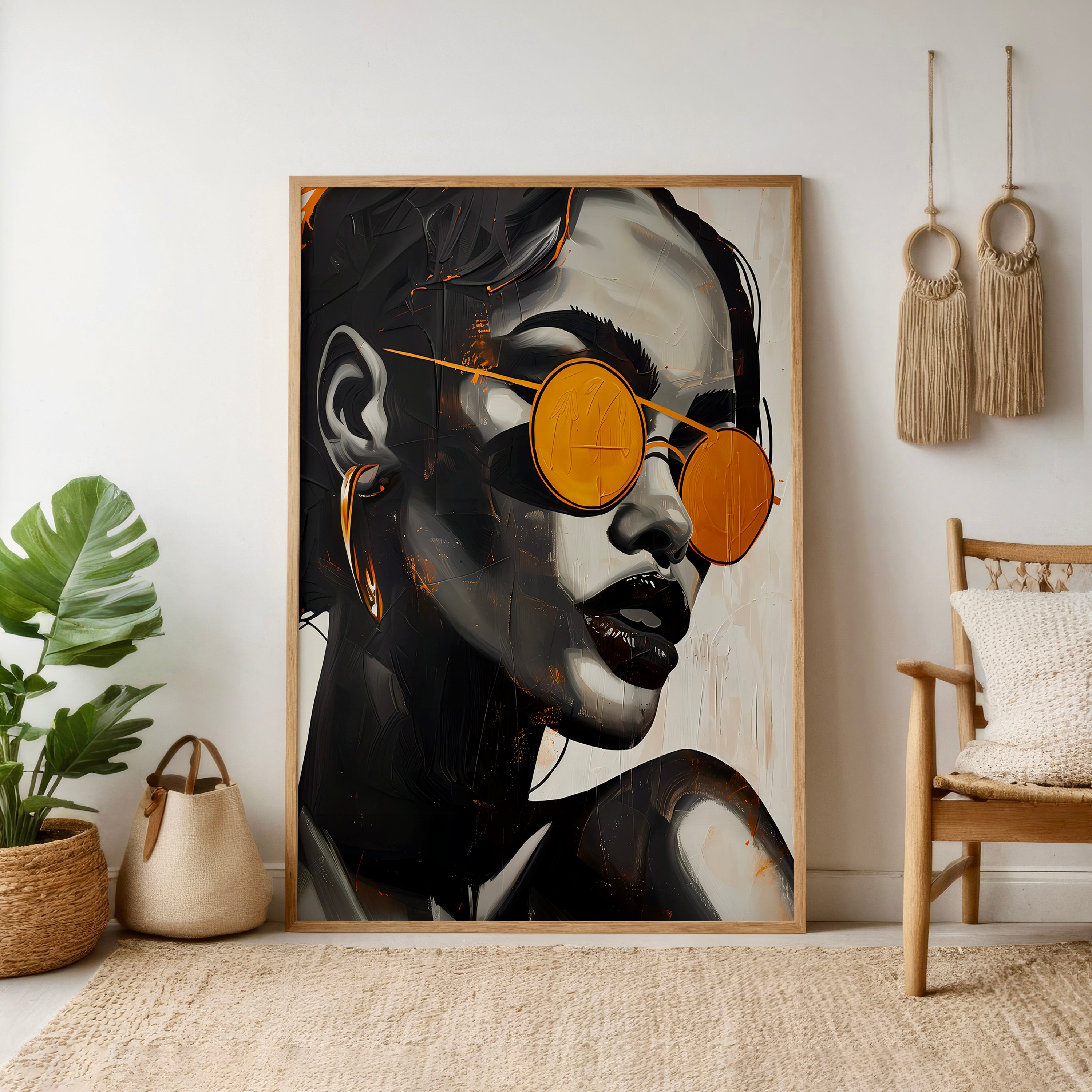 The Earthen Soul: Minimalist Black Woman Art | Modern Boho & Cultural Wall Decor