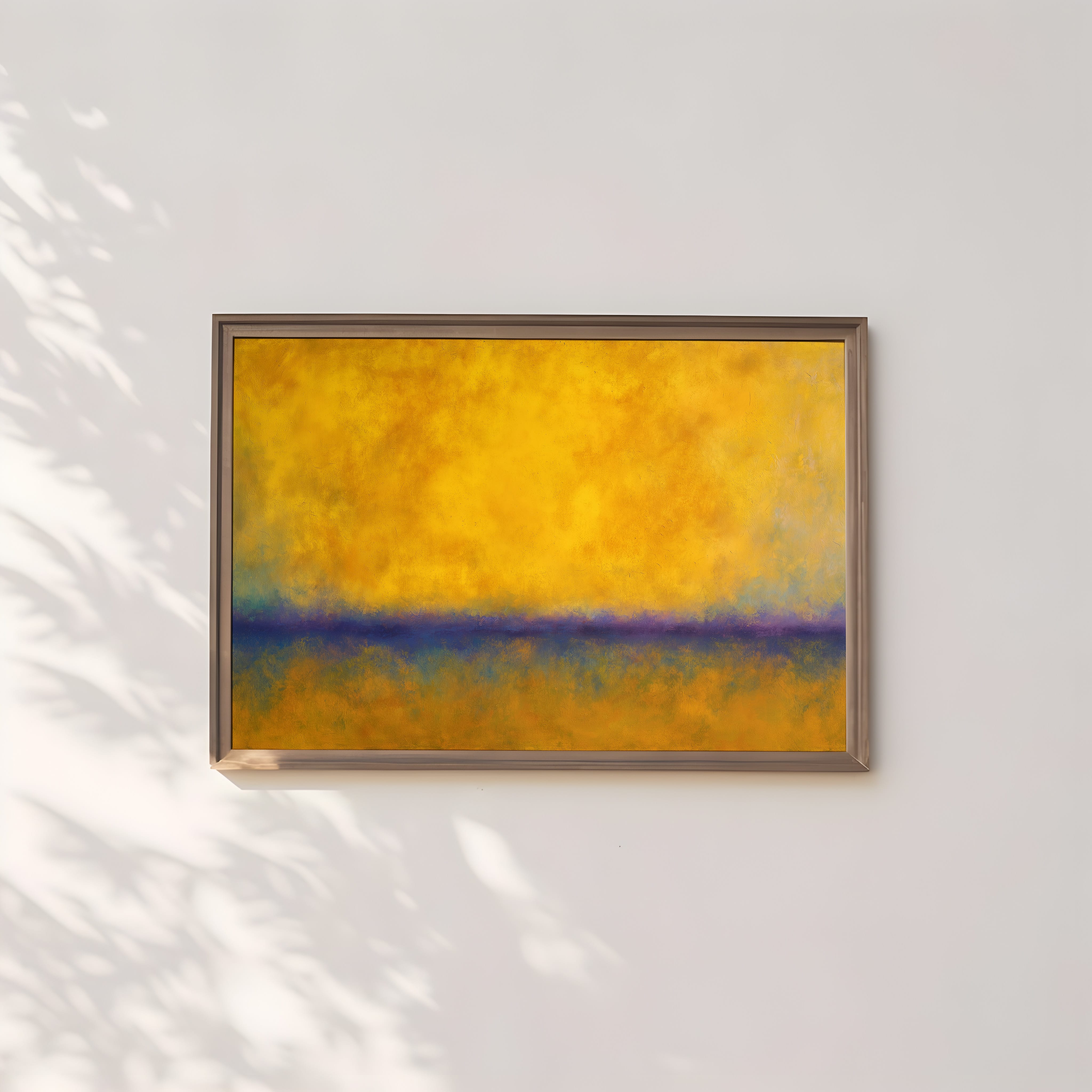 Abstract Color Field Art – Meditative Wall Art with Golden Yellow & Indigo Blue Canvas Texture