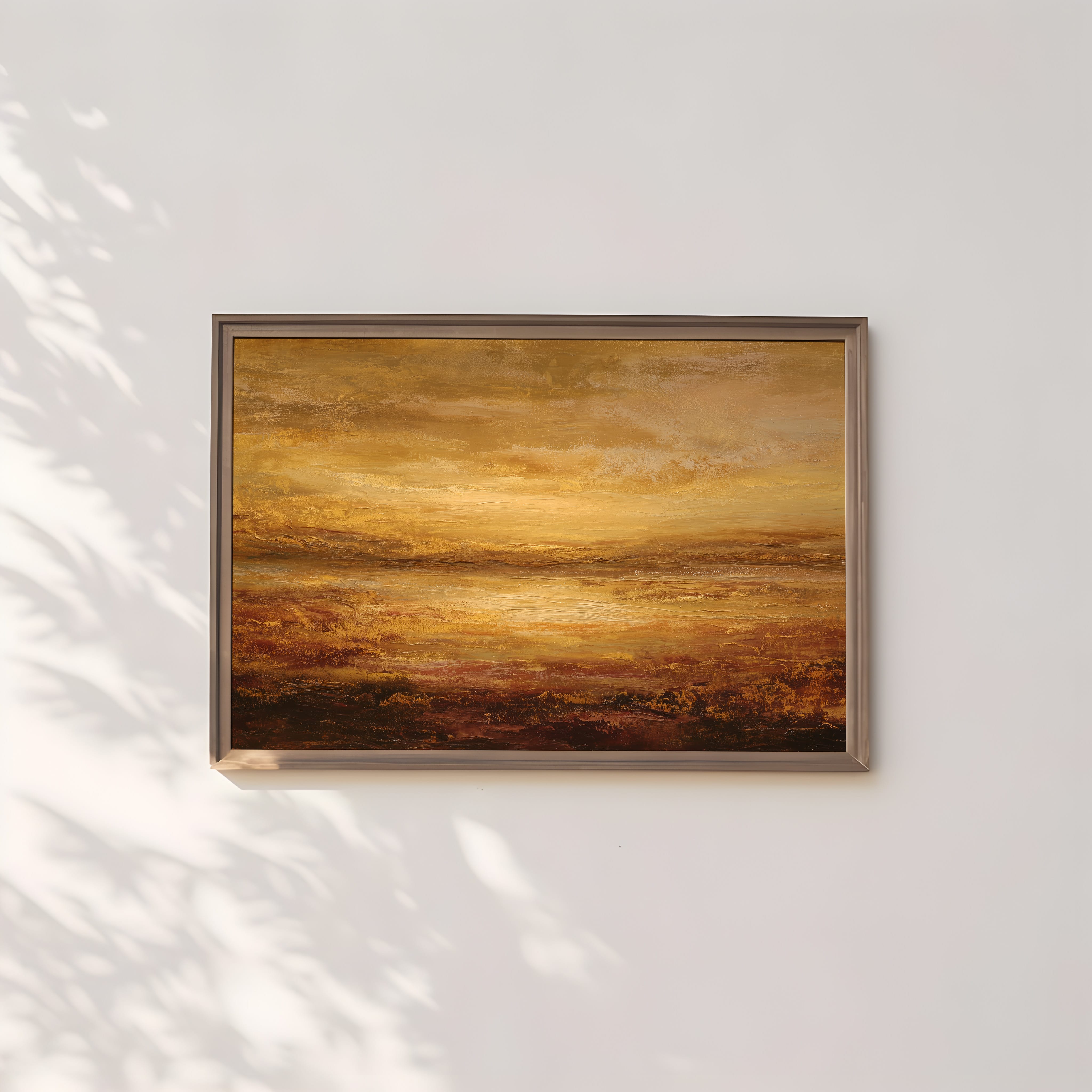 Amber Gold Wall Art - Boho Style Wall Art | Earth Tone Home Decor | Floating Frame Canvas Print