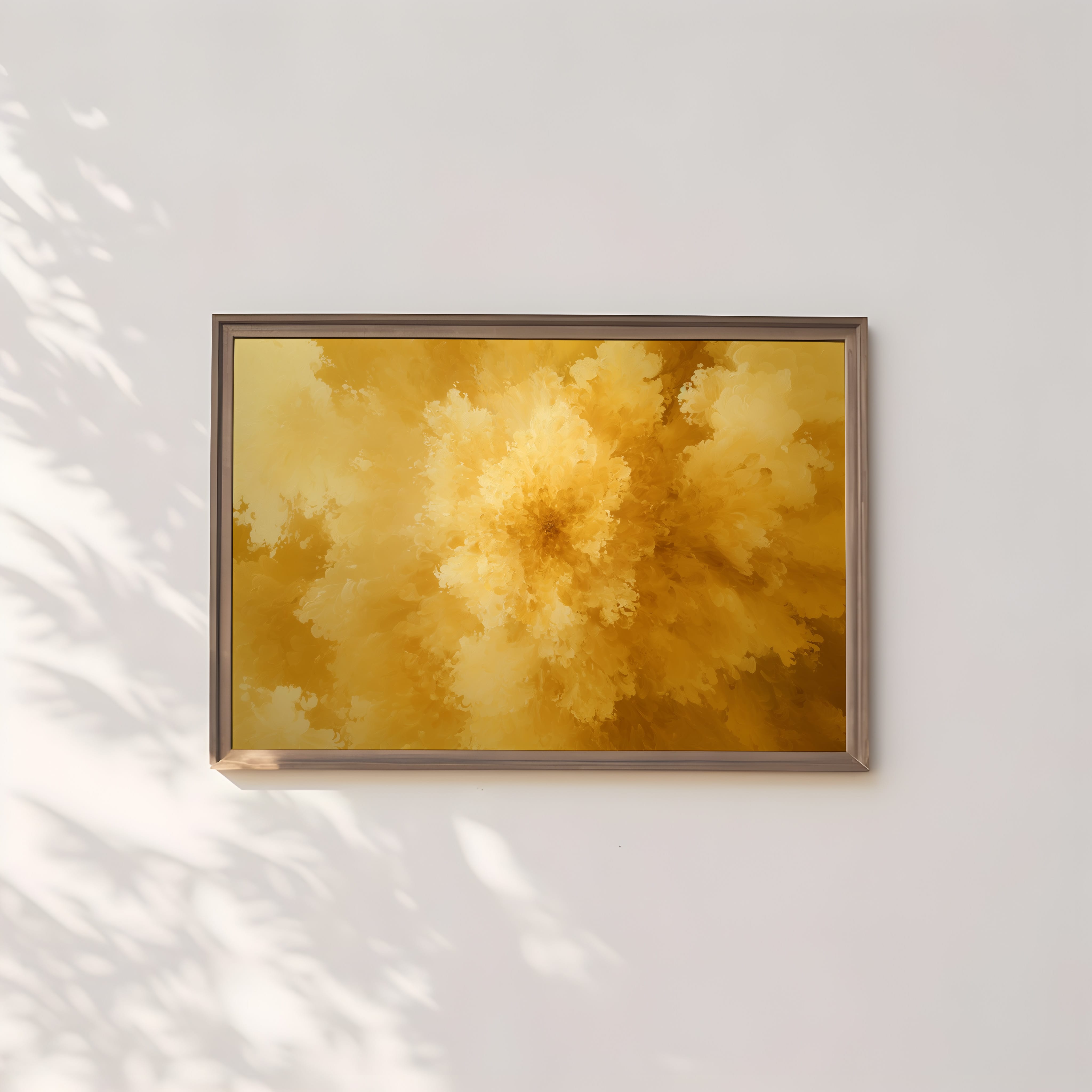 Gold Abstract Wall Art - Textured Bloom Painting | Honey Yellow Artwork | Modern Wall Decor