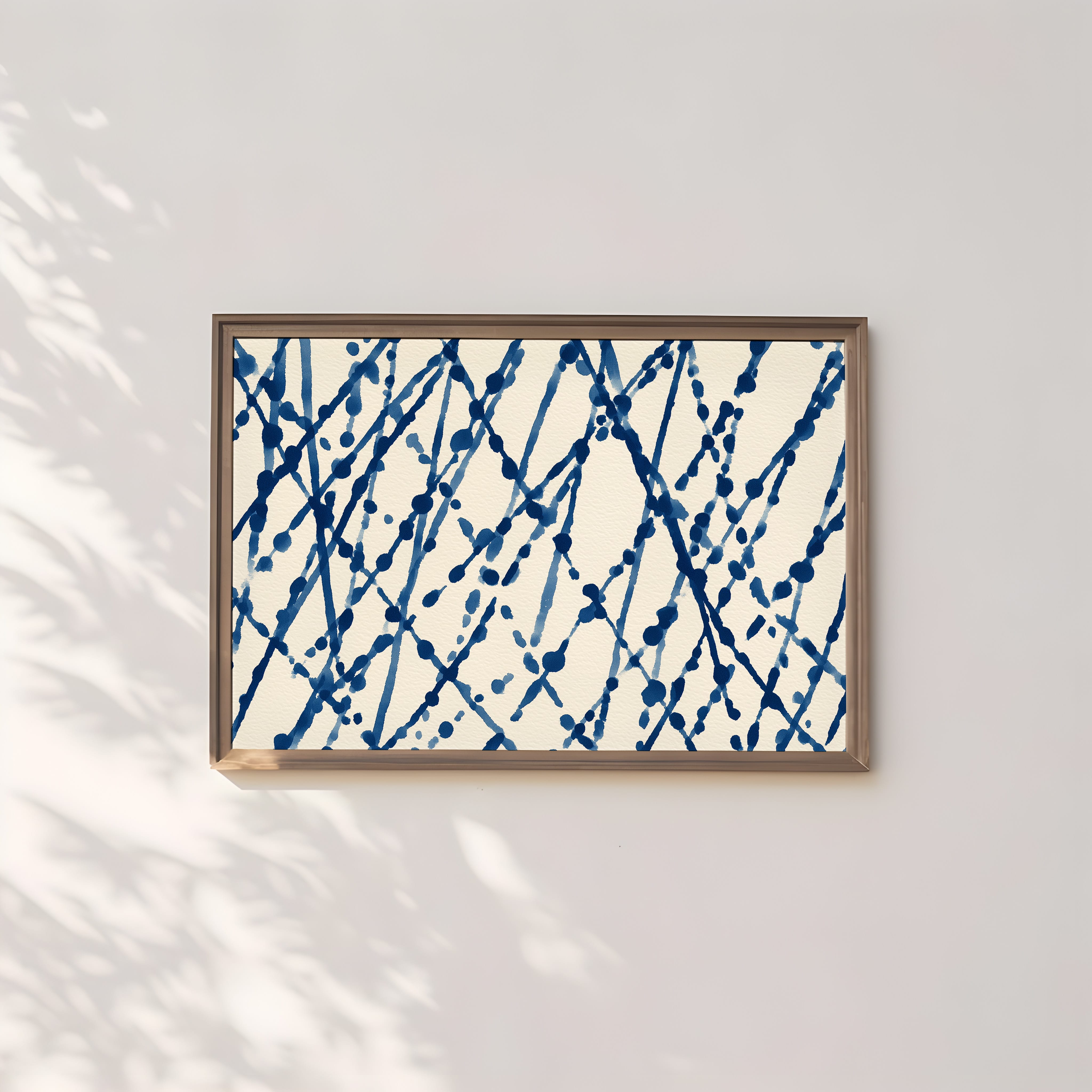 Navy Blue Abstract Art - Mid Century Textile Pattern | Hand Drawn Ink & Organic Dots