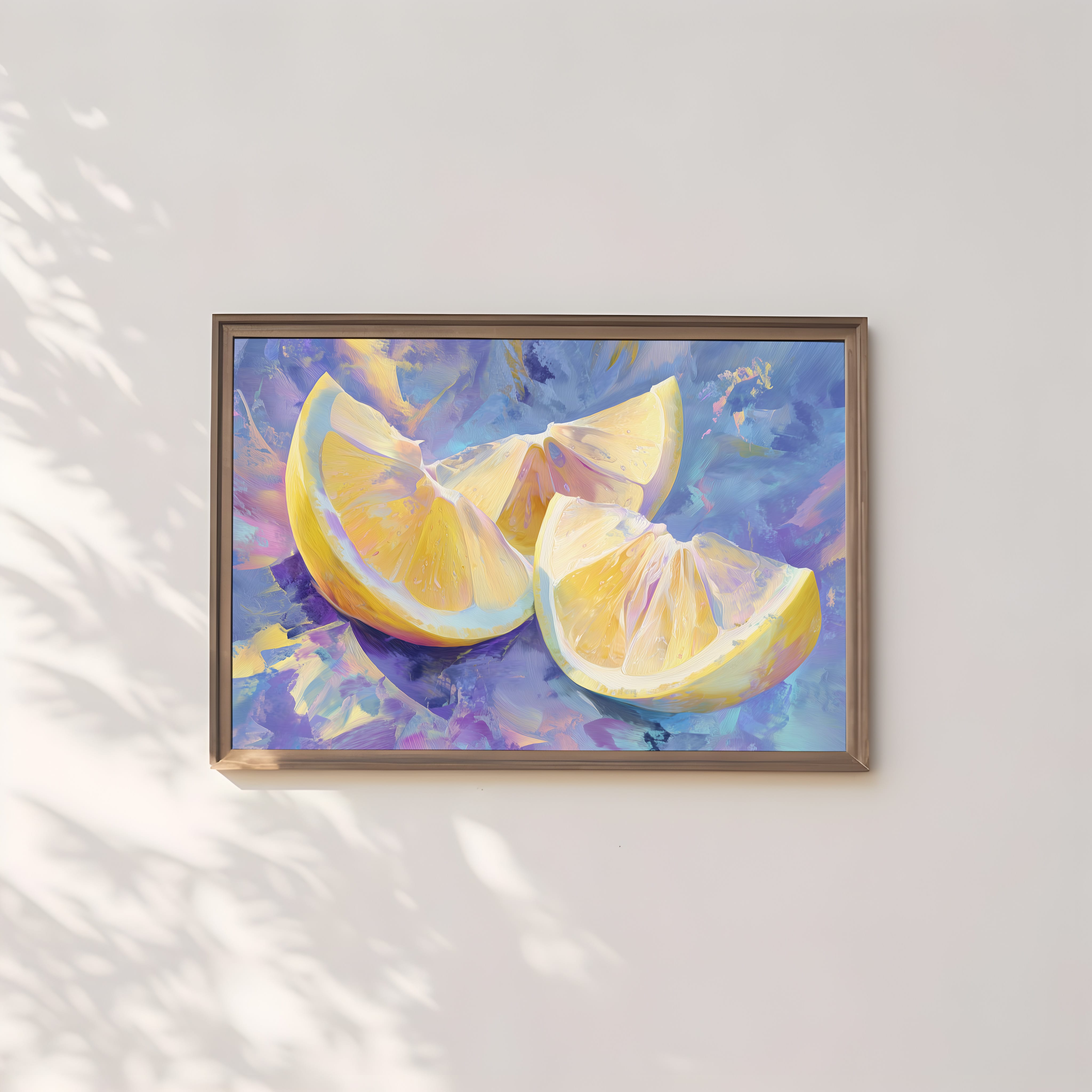 Lemon Art Print - Abstract Citrus Painting With Flowing Brushstrokes & Pastel Food Wall Art