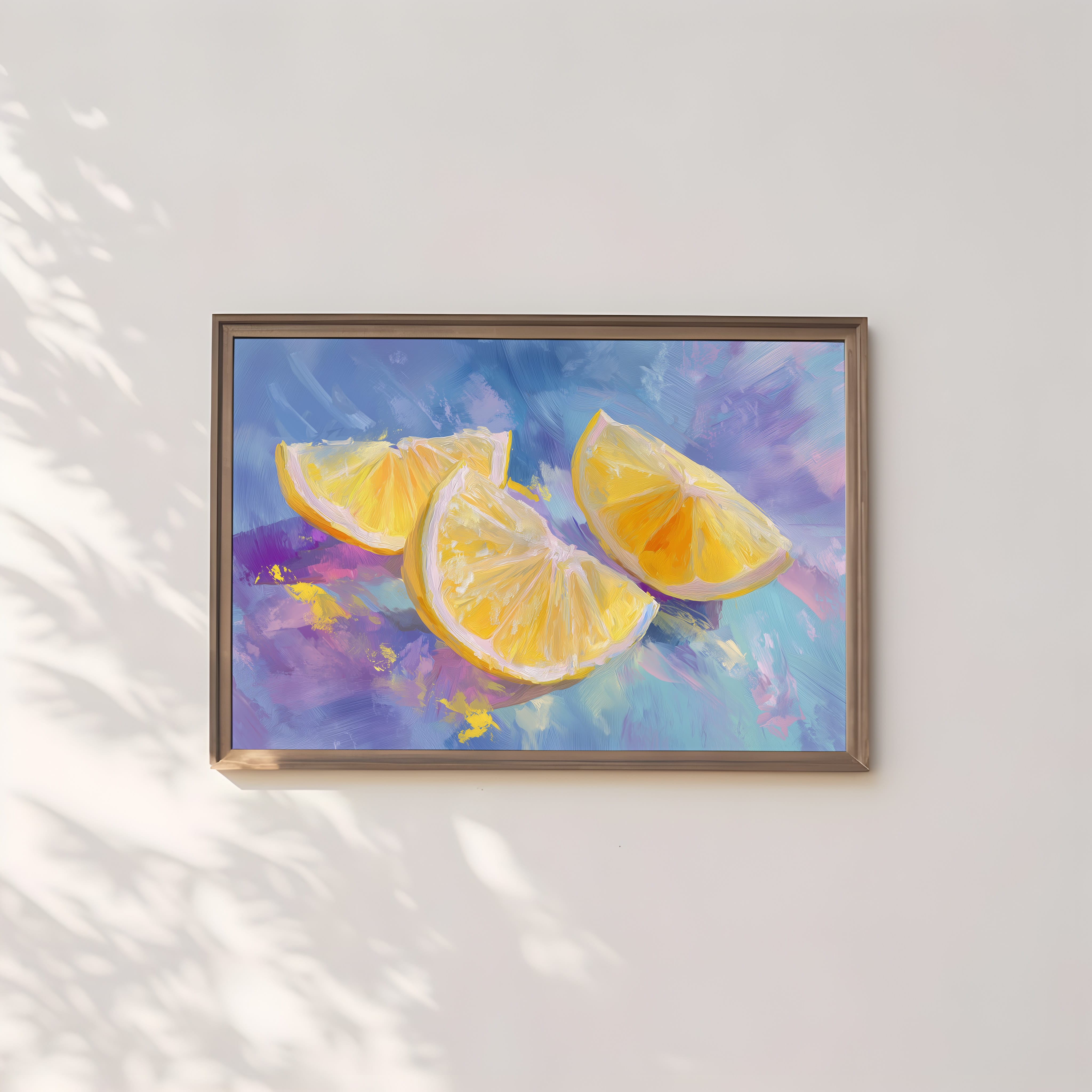 Lemon Art Print | Bright Yellow Artwork - Modern Kitchen Art & Colorful Fruit Painting Decor