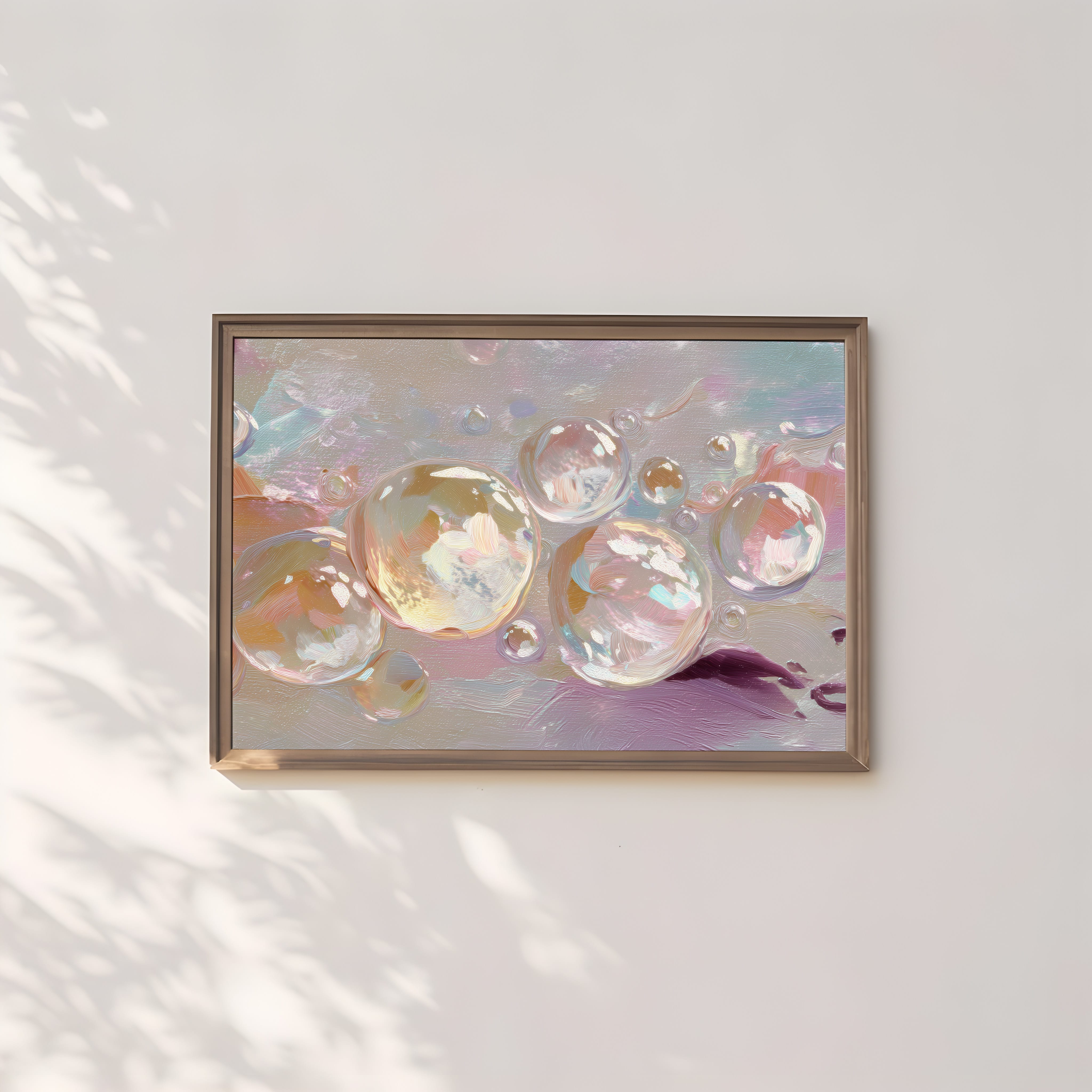 Champagne Art Print – Abstract Bubble Art | Creamy Blush & Beige Wall Decor
