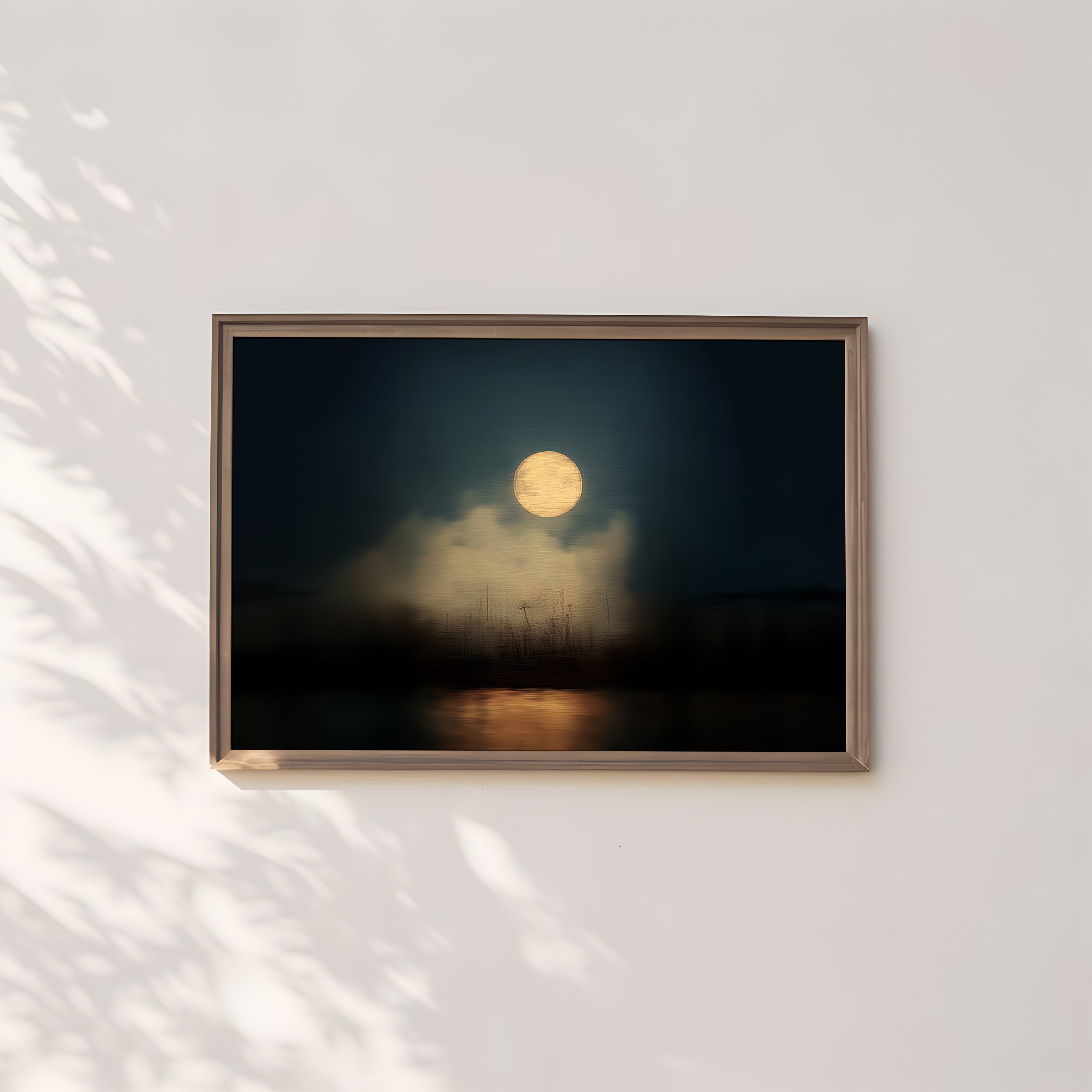 Full Moon Wall Art – Moody Night Sky Celestial Canvas | Minimalist Moon Print