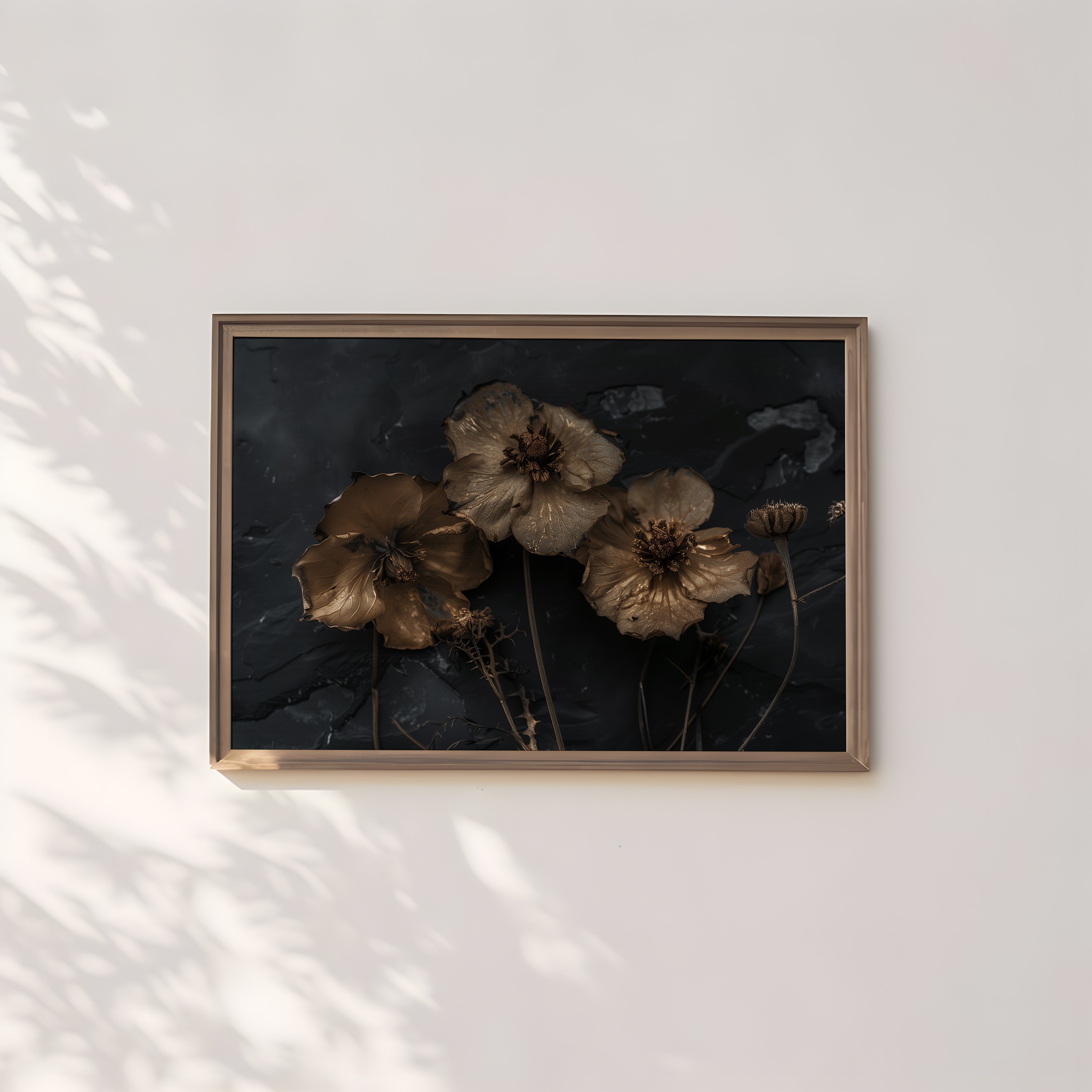 Dried Poppy Seed Pod Art – Moody Wabi Sabi Botanical Wall Decor | Textured Oil Painting