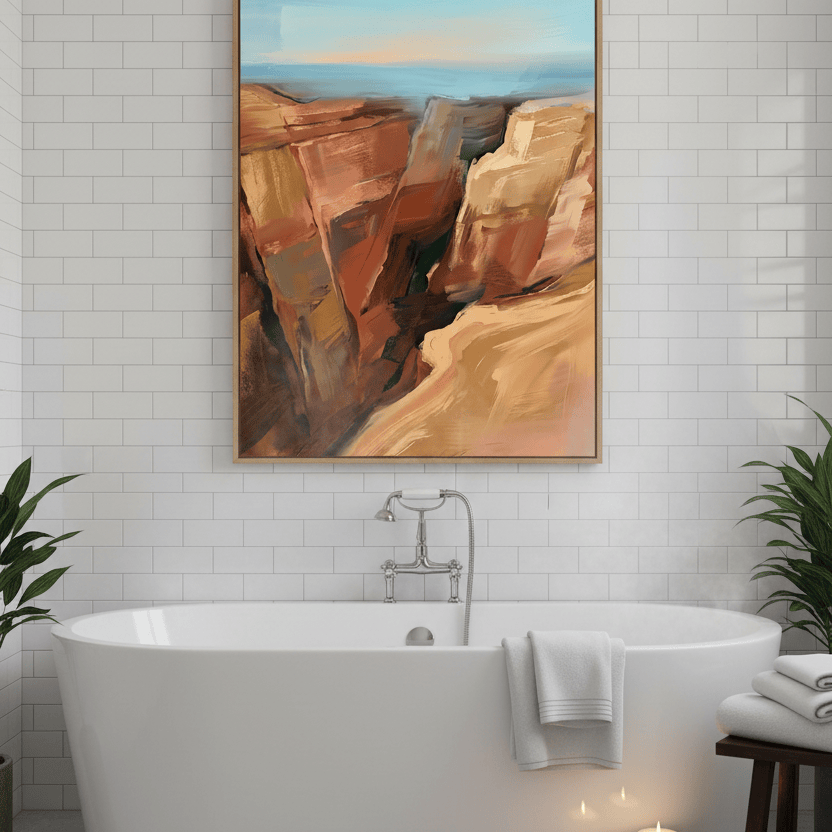 Desert Canyon Landscape Art Print - Southwest Terracotta Cliffs - Abstract Wall Decor