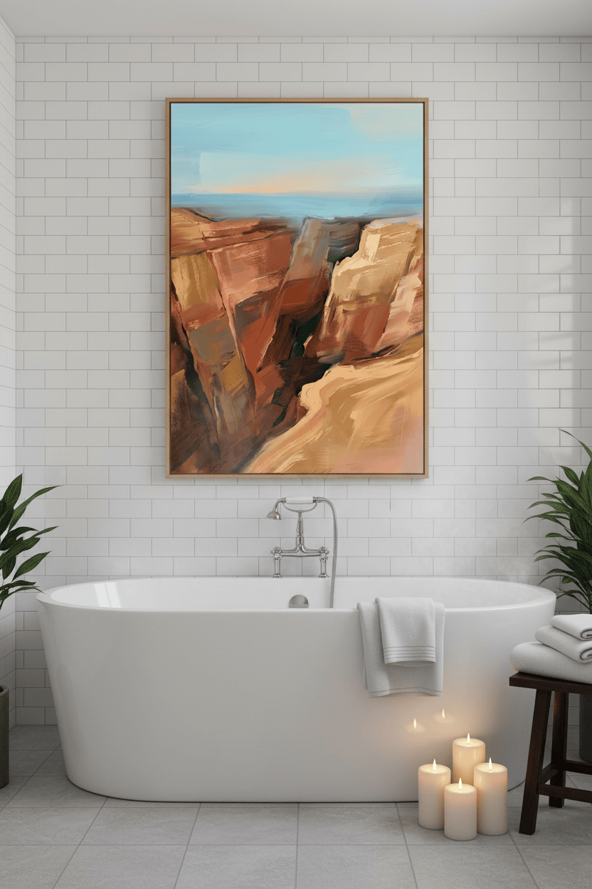 Desert Canyon Landscape Art Print - Southwest Terracotta Cliffs - Abstract Wall Decor