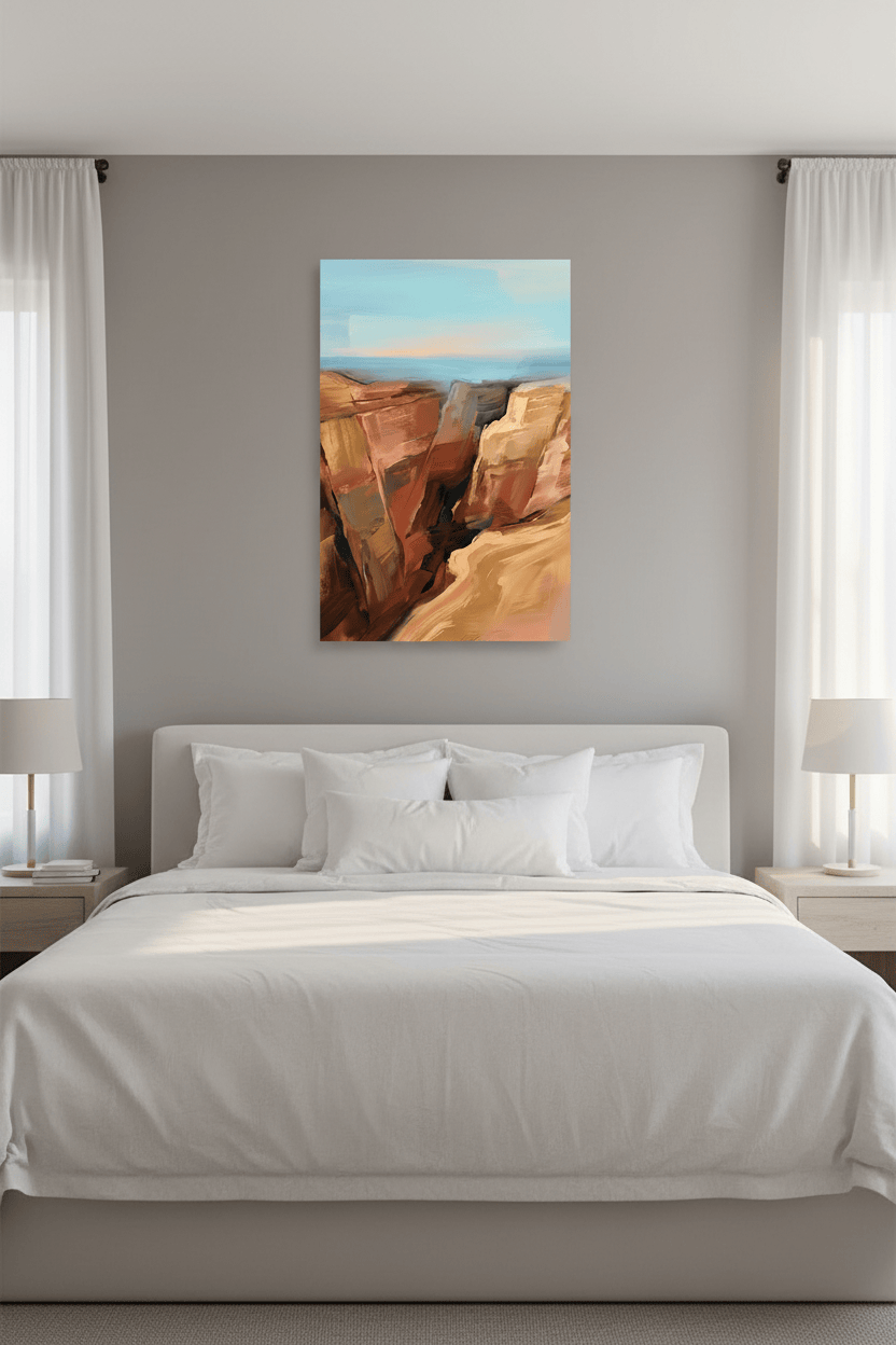 Desert Canyon Landscape Art Print - Southwest Terracotta Cliffs - Abstract Wall Decor
