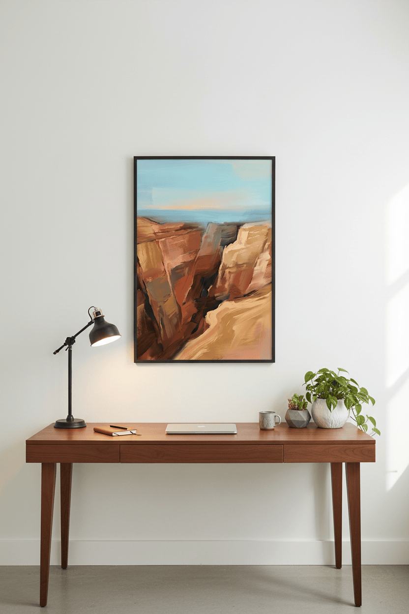 Desert Canyon Landscape Art Print - Southwest Terracotta Cliffs - Abstract Wall Decor