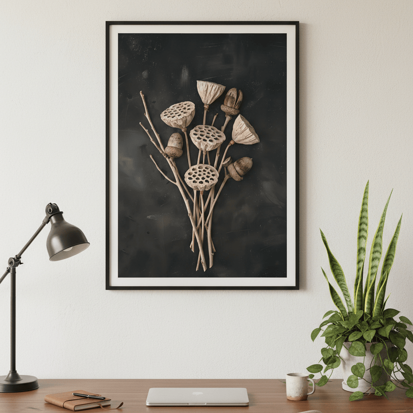 Dried Botanical Seed Pod Print - Vintage Still Life - Cottagecore Wall Art