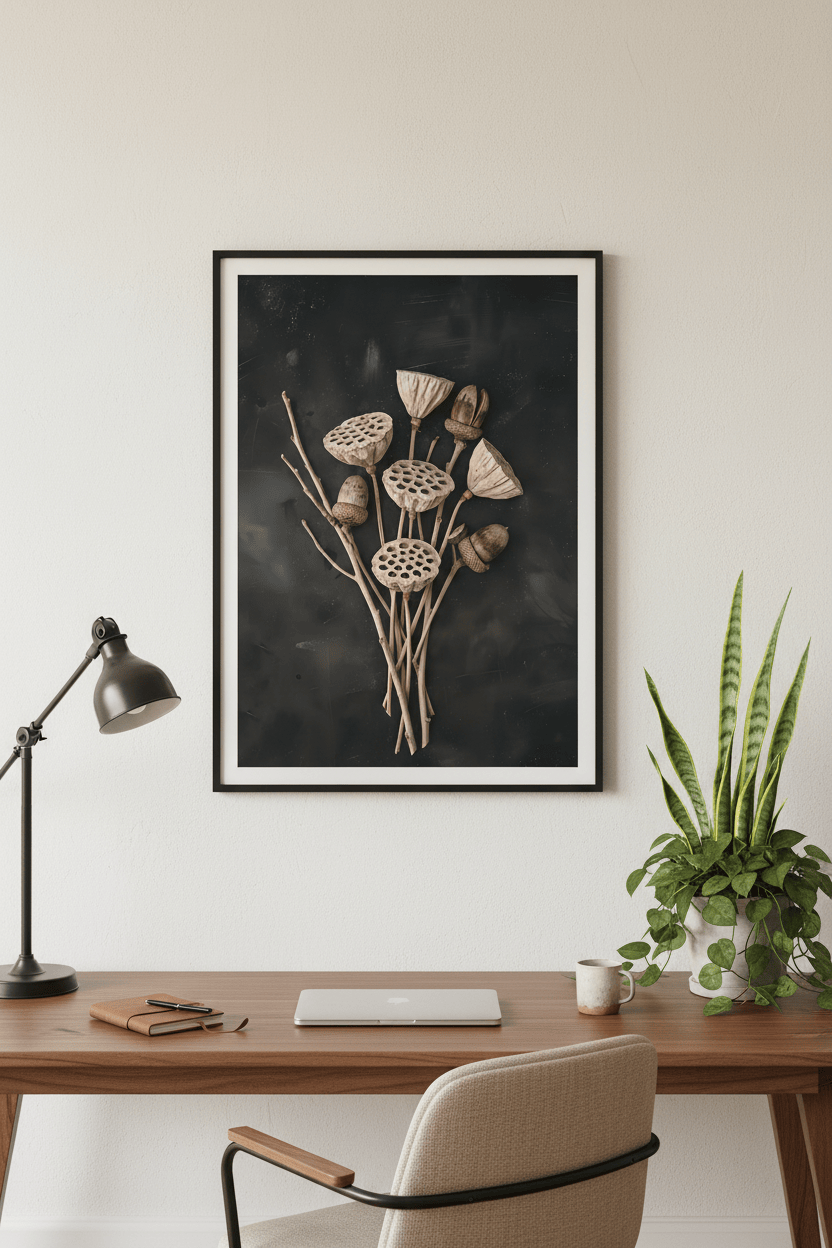 Dried Botanical Seed Pod Print - Vintage Still Life - Cottagecore Wall Art