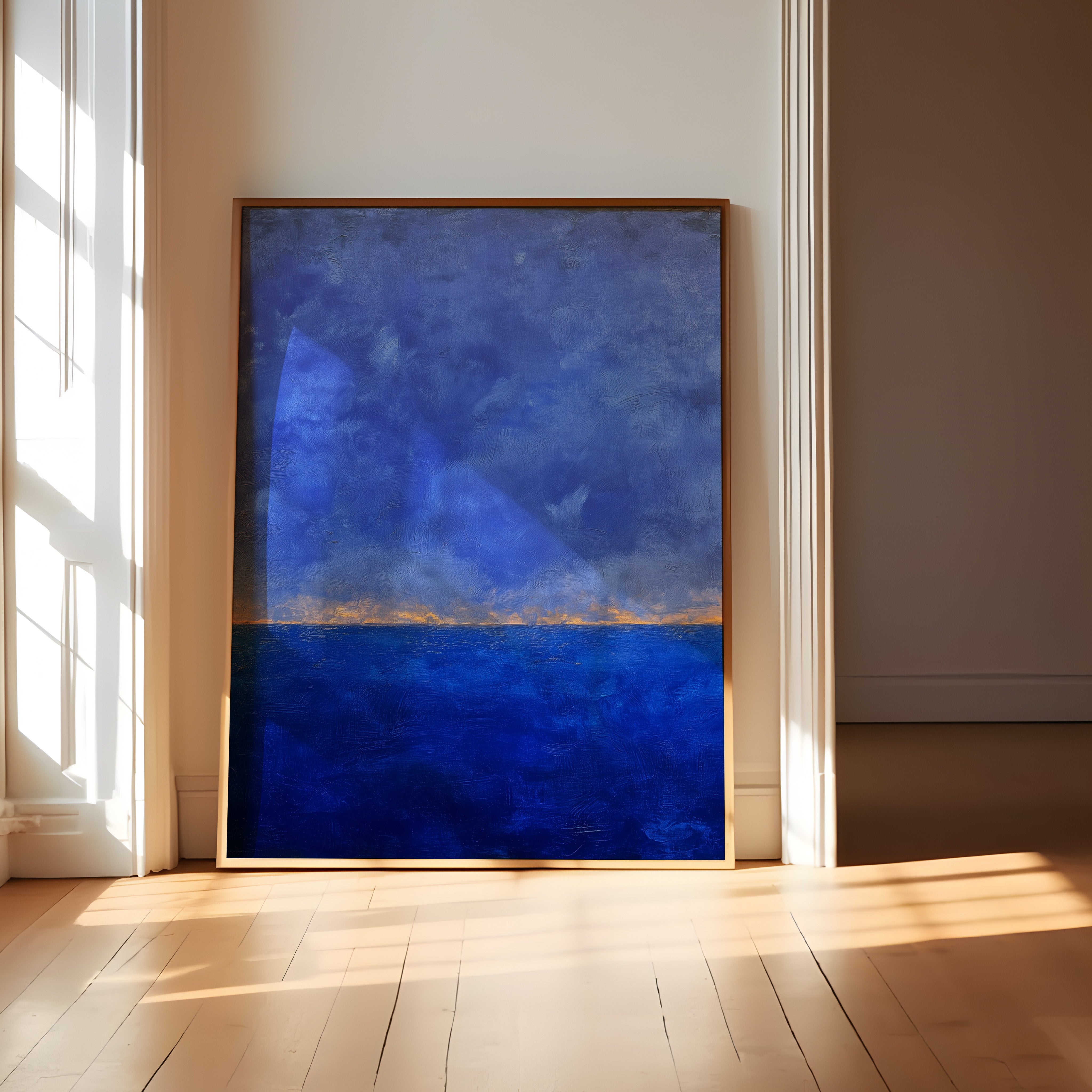 Abstract Color Field Art - Large Moody Blue Wall Art | Modern Oil Painting Print