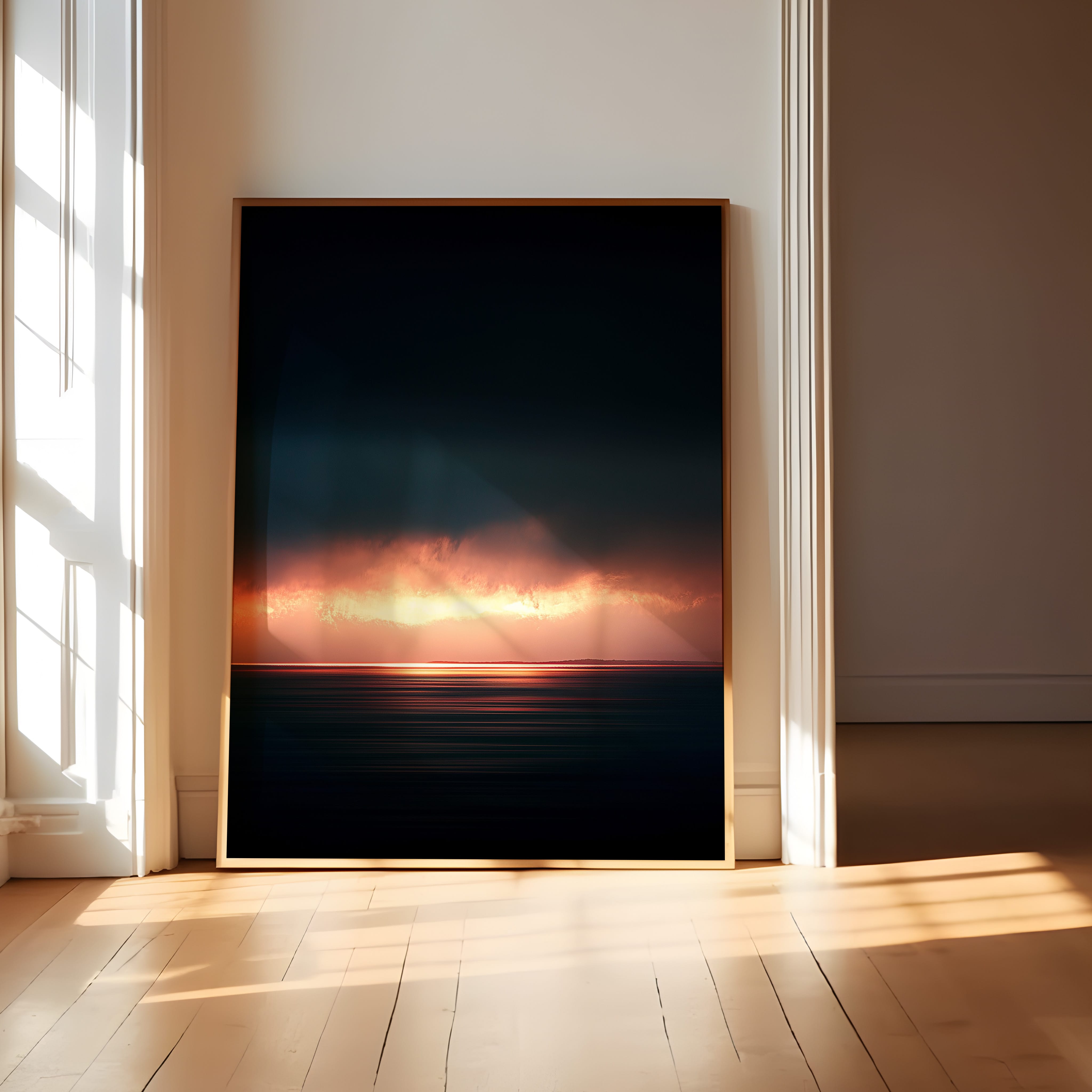 Moody Ocean Print | Long Exposure Photography - Cinematic Horizon Wall Decor