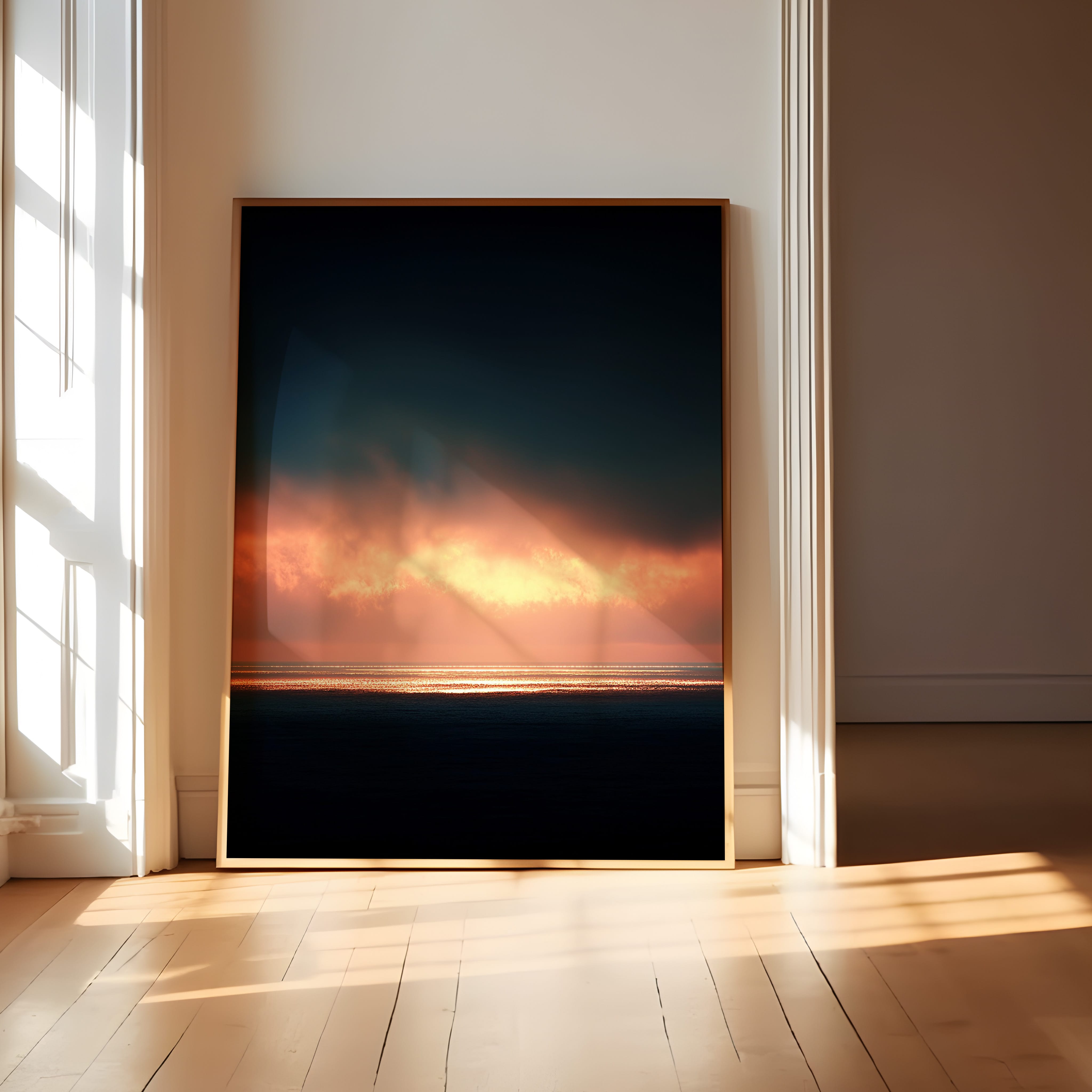 Moody Ocean Print - Dark Minimalist Art | Large Wall Decor | Cinematic Sky Photo