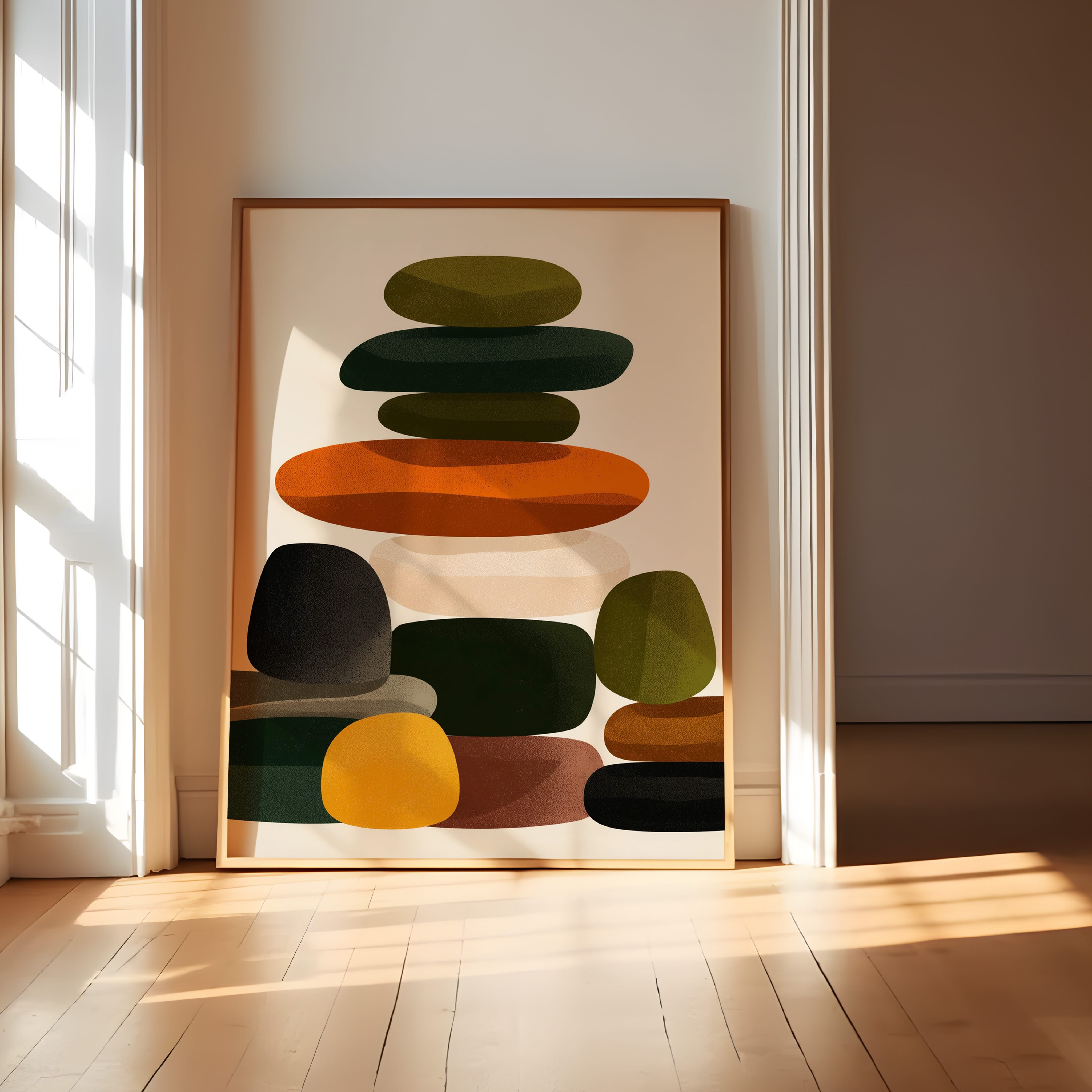 Mid Century Modern Art - Geometric Wall Art | Earth Tone Prints | Scandinavian Boho Decor