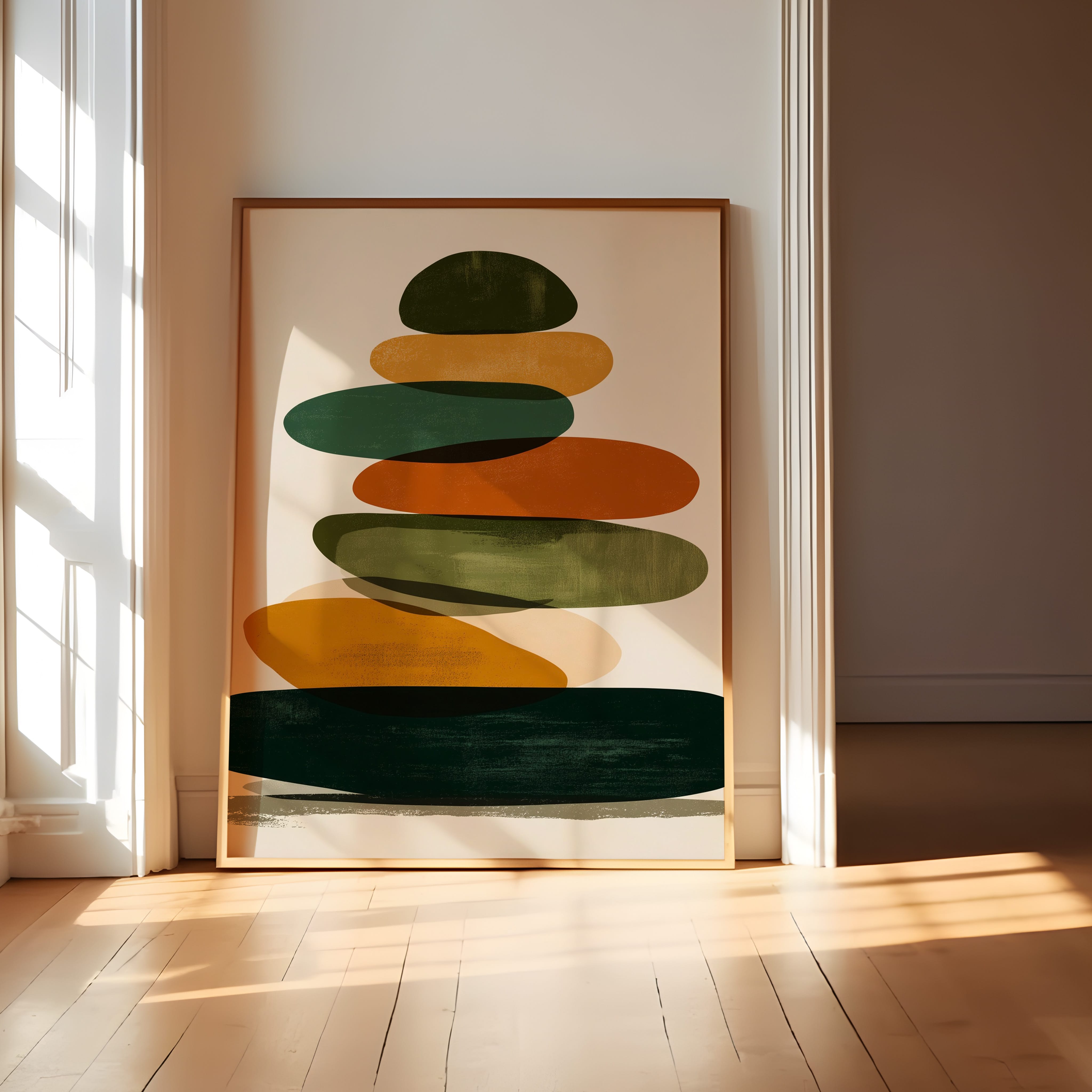 Mid Century Modern Art – Geometric Wall Art | Earth Tone Decor | Minimalist Print
