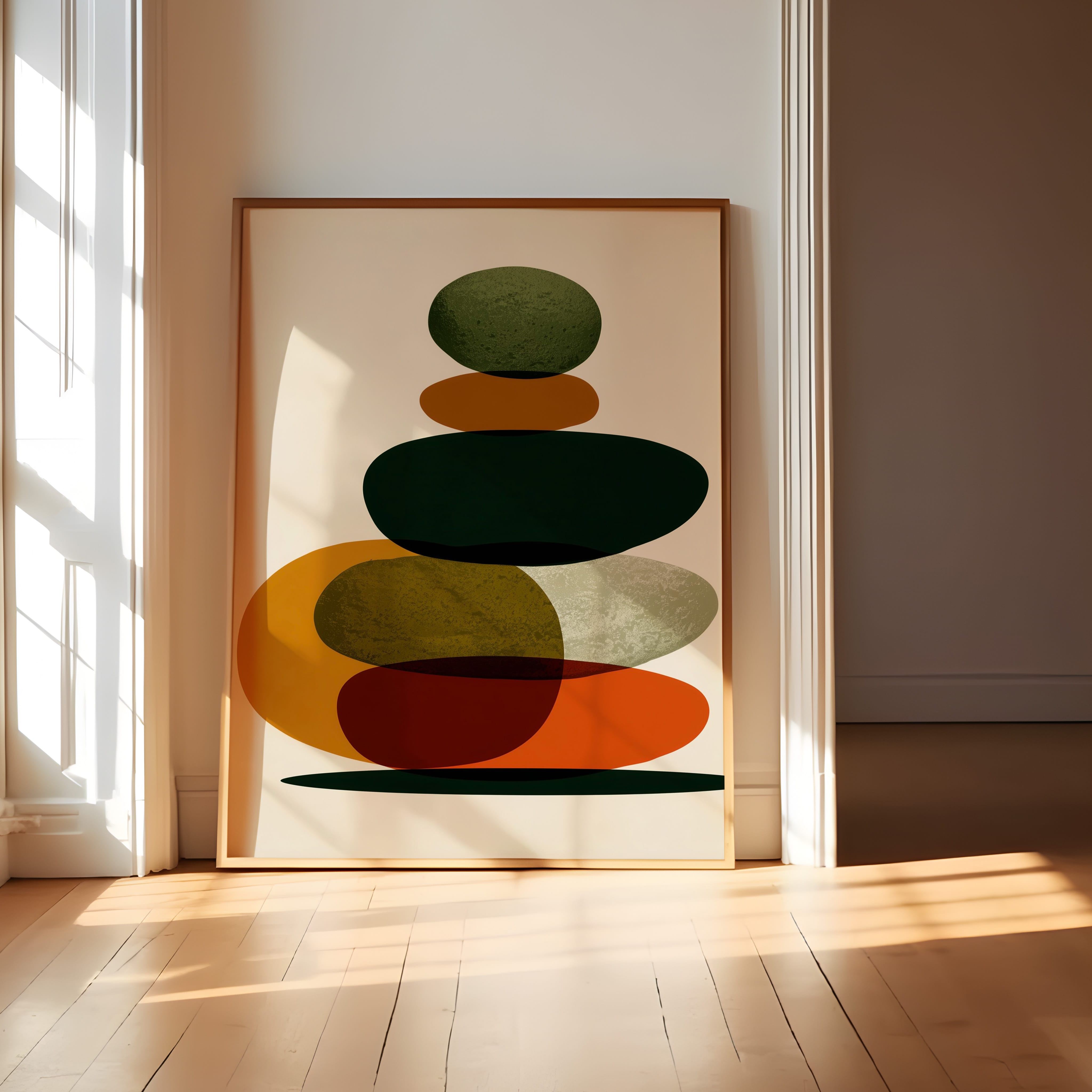 Mid Century Modern Art | Geometric Wall Art - Earth Tone Decor | Scandinavian Boho Print