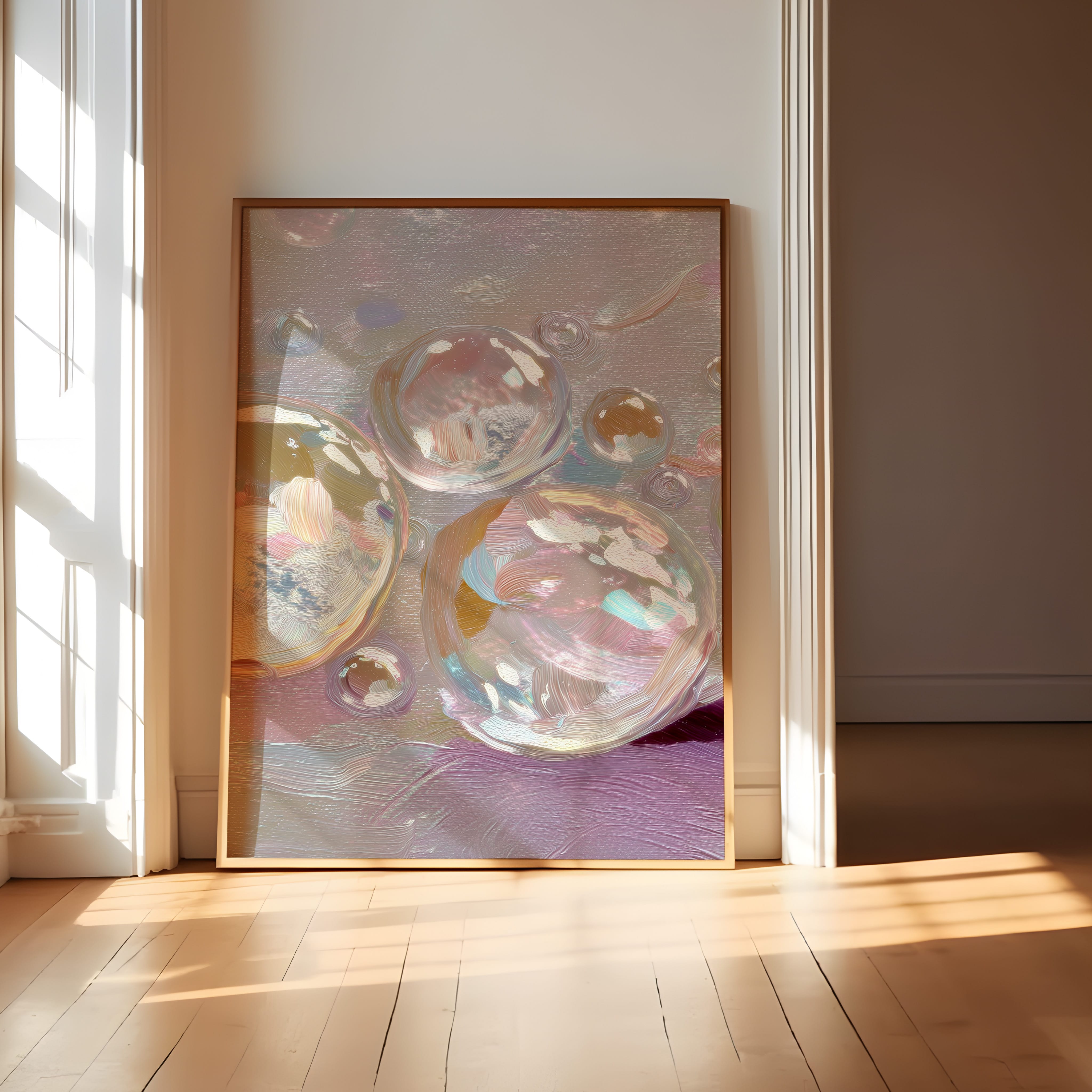 Champagne Art Print – Abstract Bubble Art | Creamy Blush & Beige Wall Decor