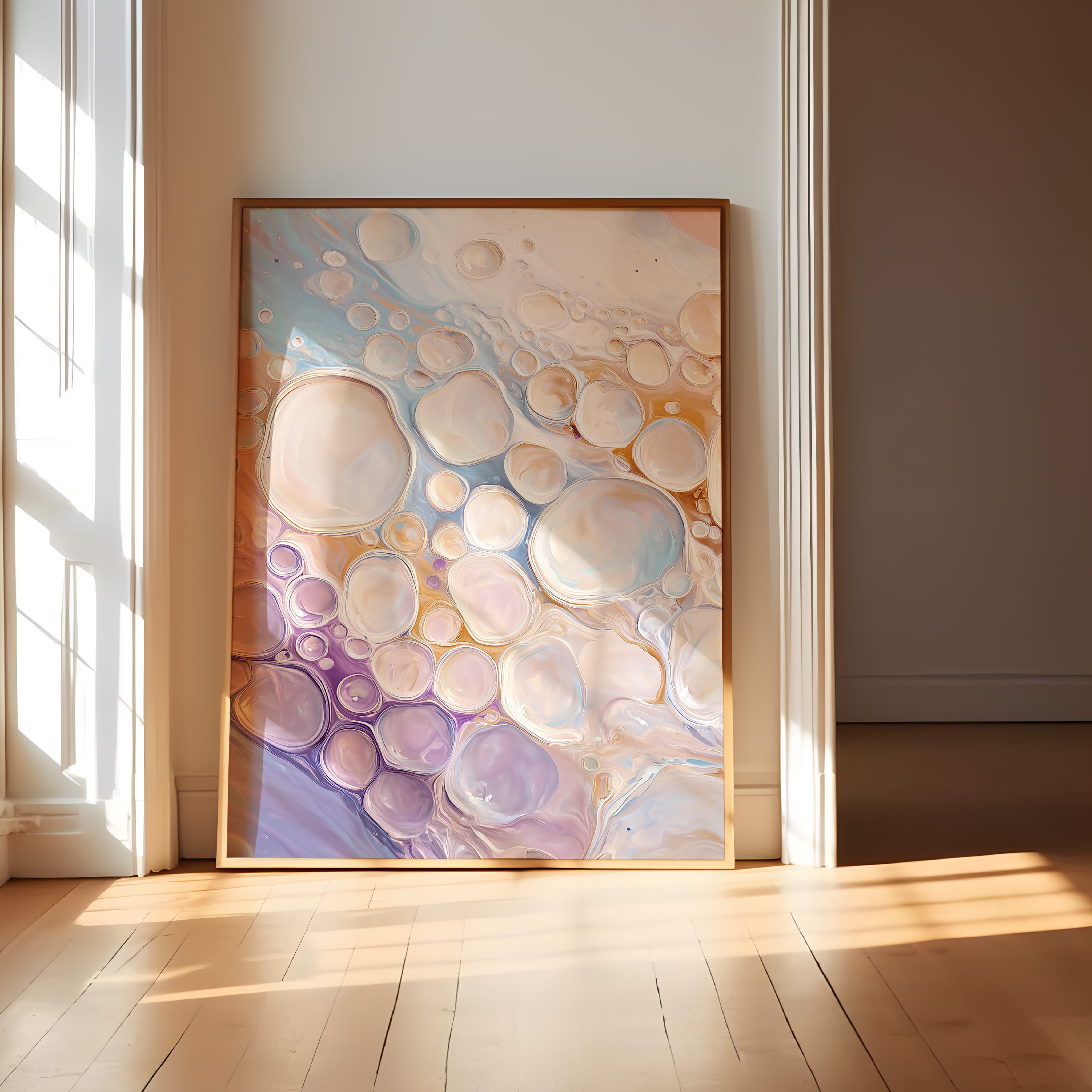 Abstract Bubble Print – Champagne Wall Art | Creamy Blush & Beige Decor