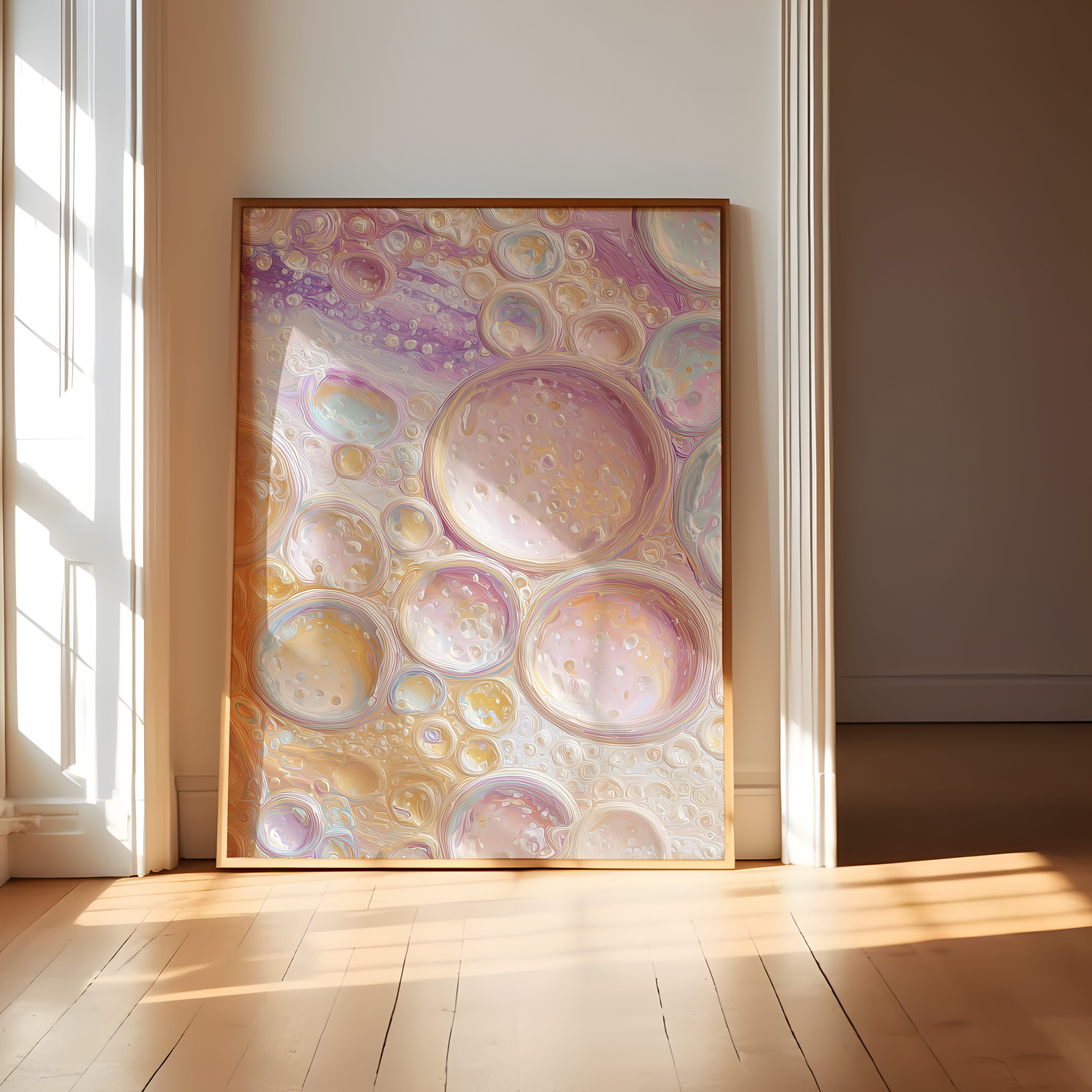 Abstract Bubble Print – Champagne Wall Art | Effervescent Kitchen Decor | Creamy Blush & Beige