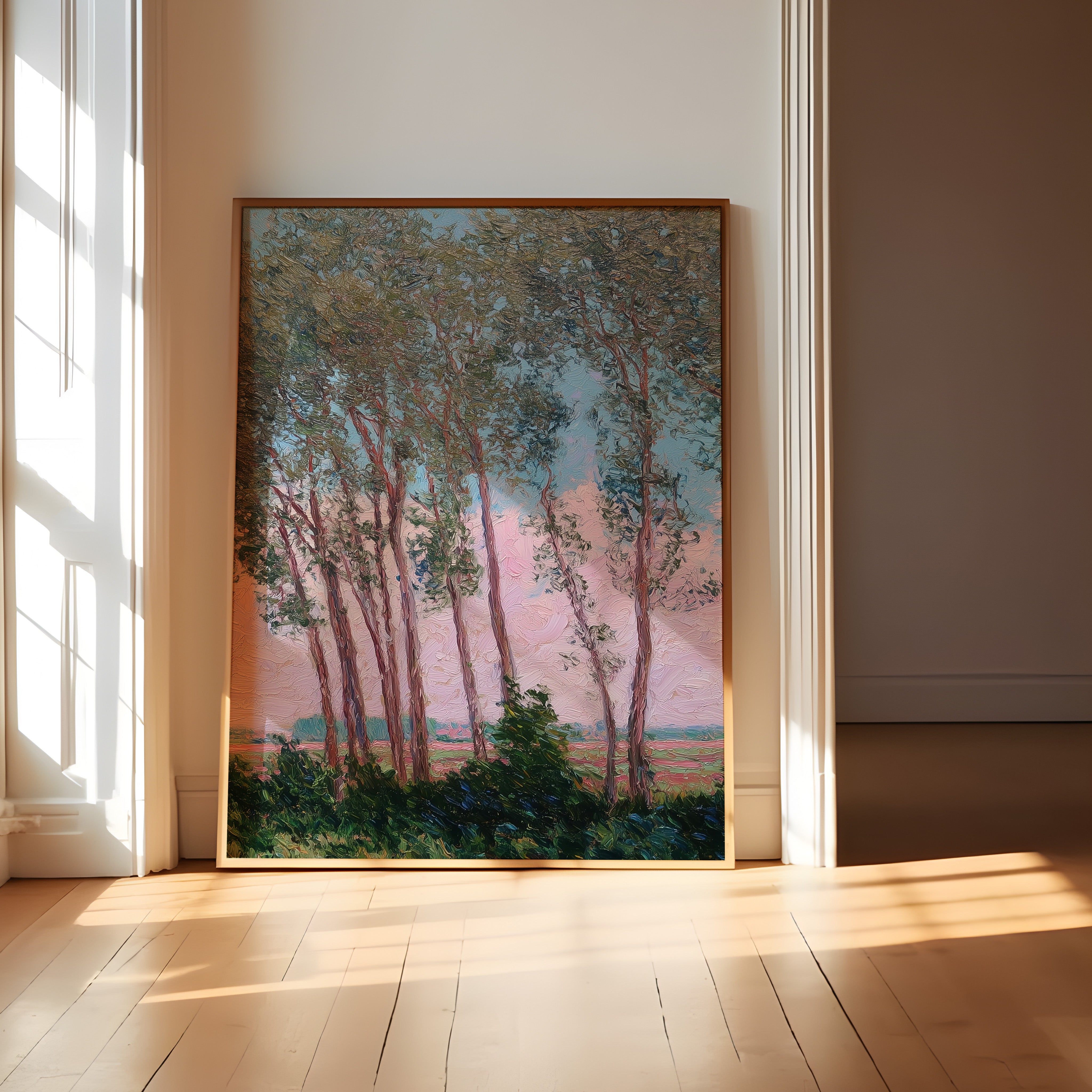 Landscape Wall Art | Impressionist Painting of Tree Grove Print - Pastel Color Artwork