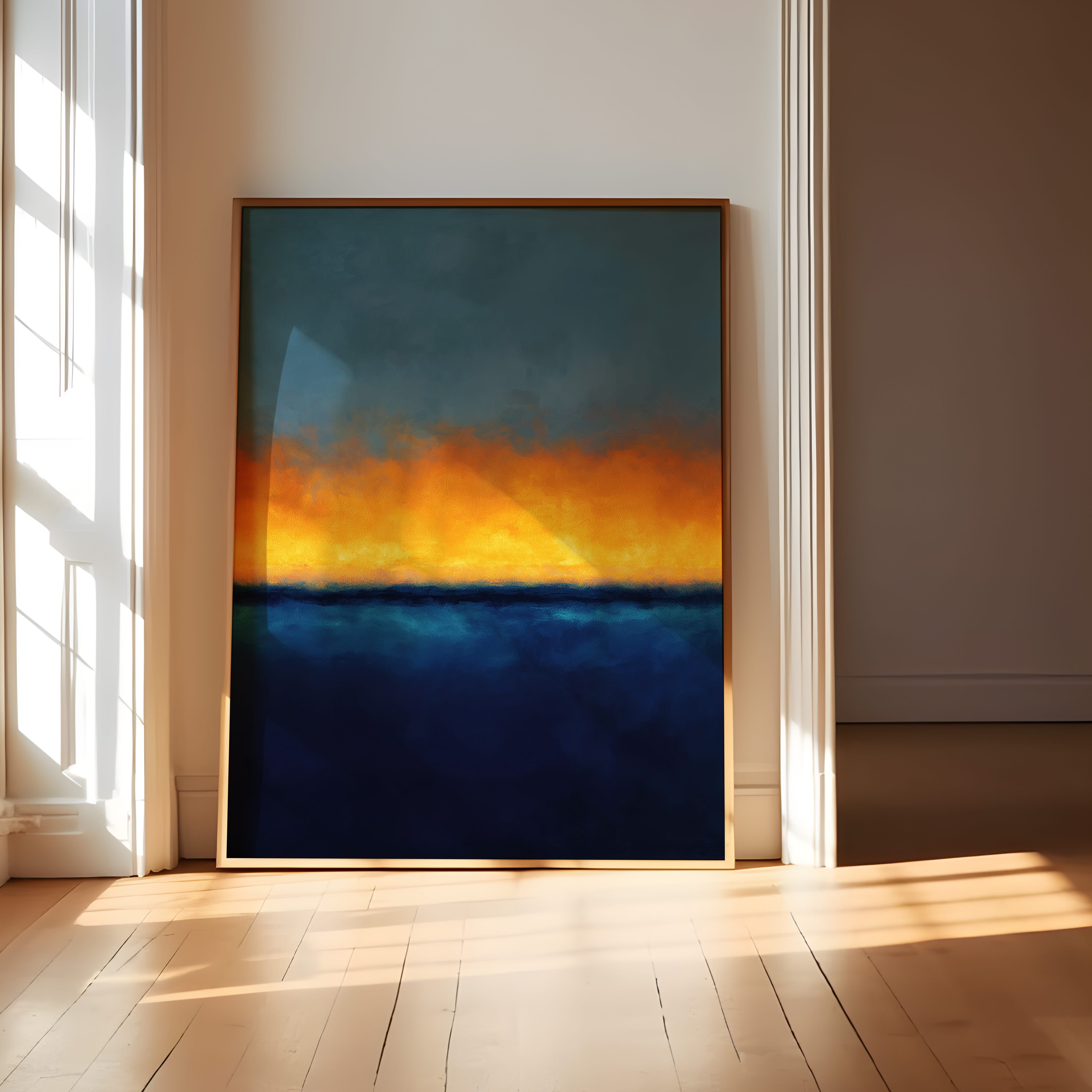 Abstract Wall Art - Twilight Horizon Color Field Painting | Large Canvas Print | Moody Living Room Decor