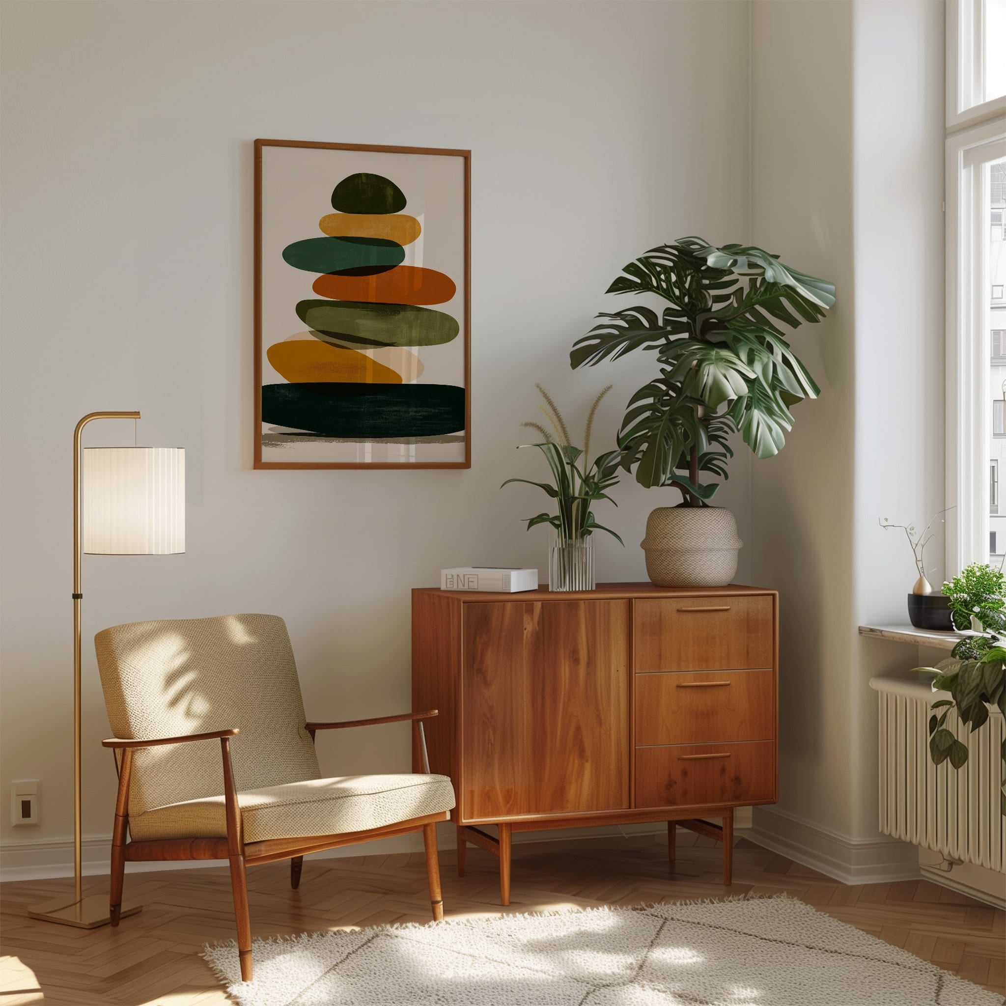 Mid Century Modern Art – Geometric Wall Art | Earth Tone Decor | Minimalist Print