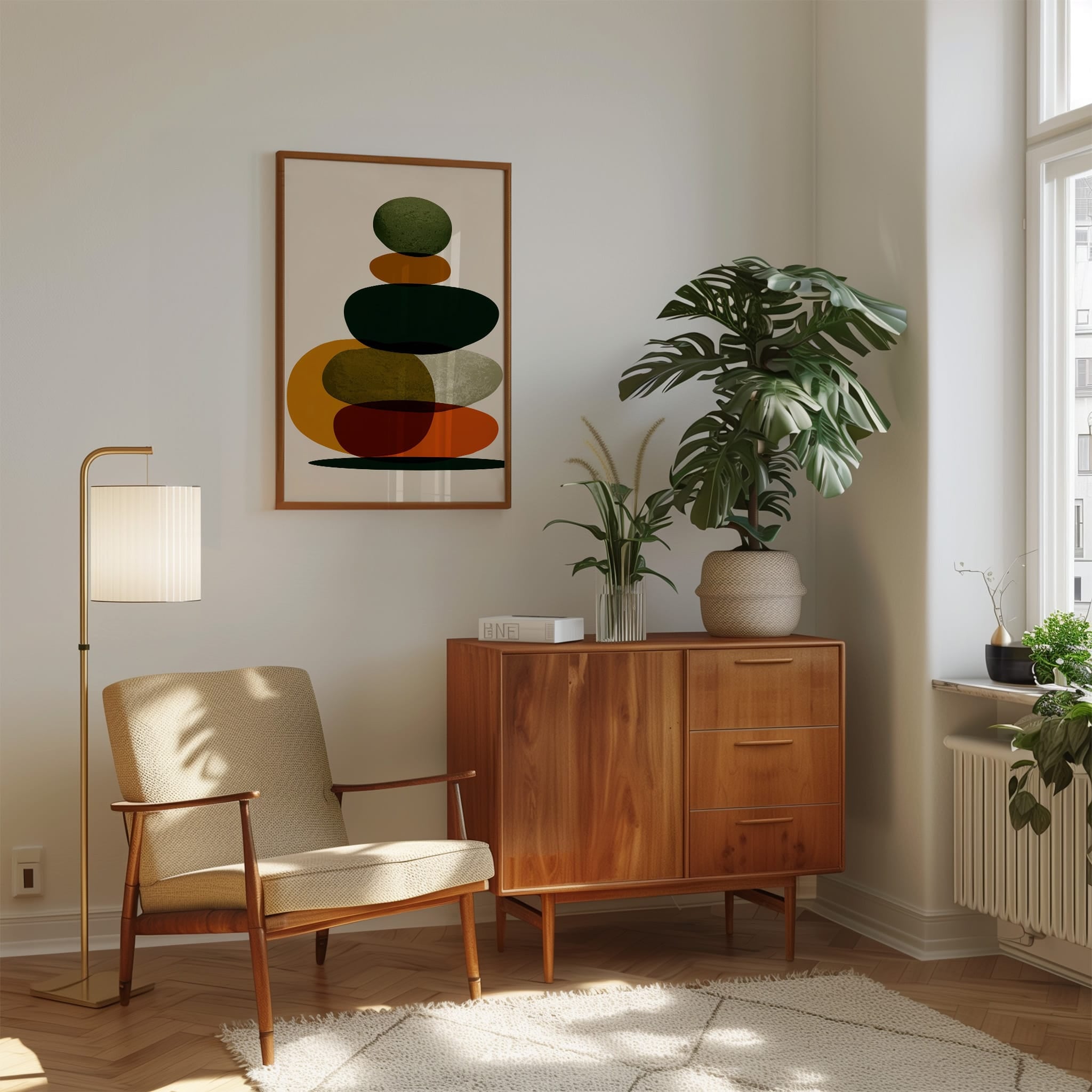 Mid Century Modern Art | Geometric Wall Art - Earth Tone Decor | Scandinavian Boho Print