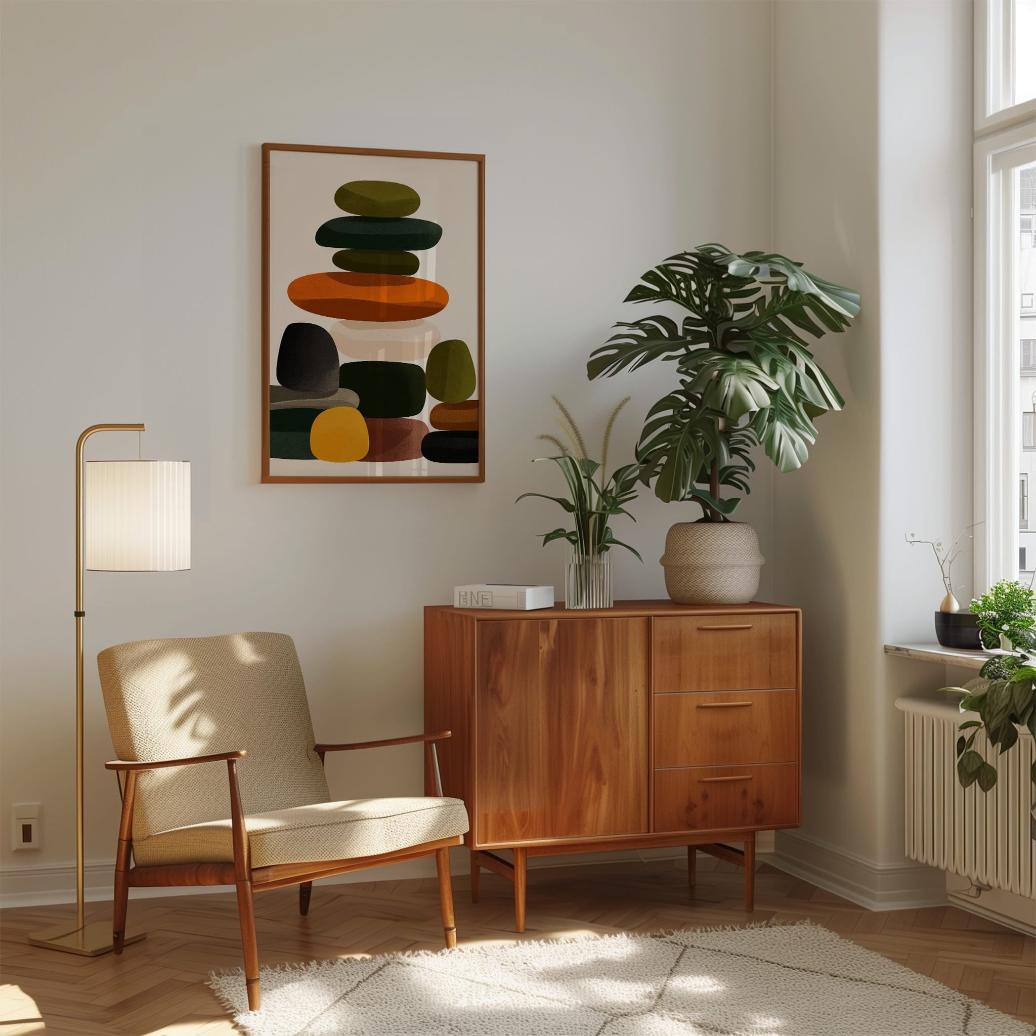 Mid Century Modern Art - Geometric Wall Art | Earth Tone Prints | Scandinavian Boho Decor