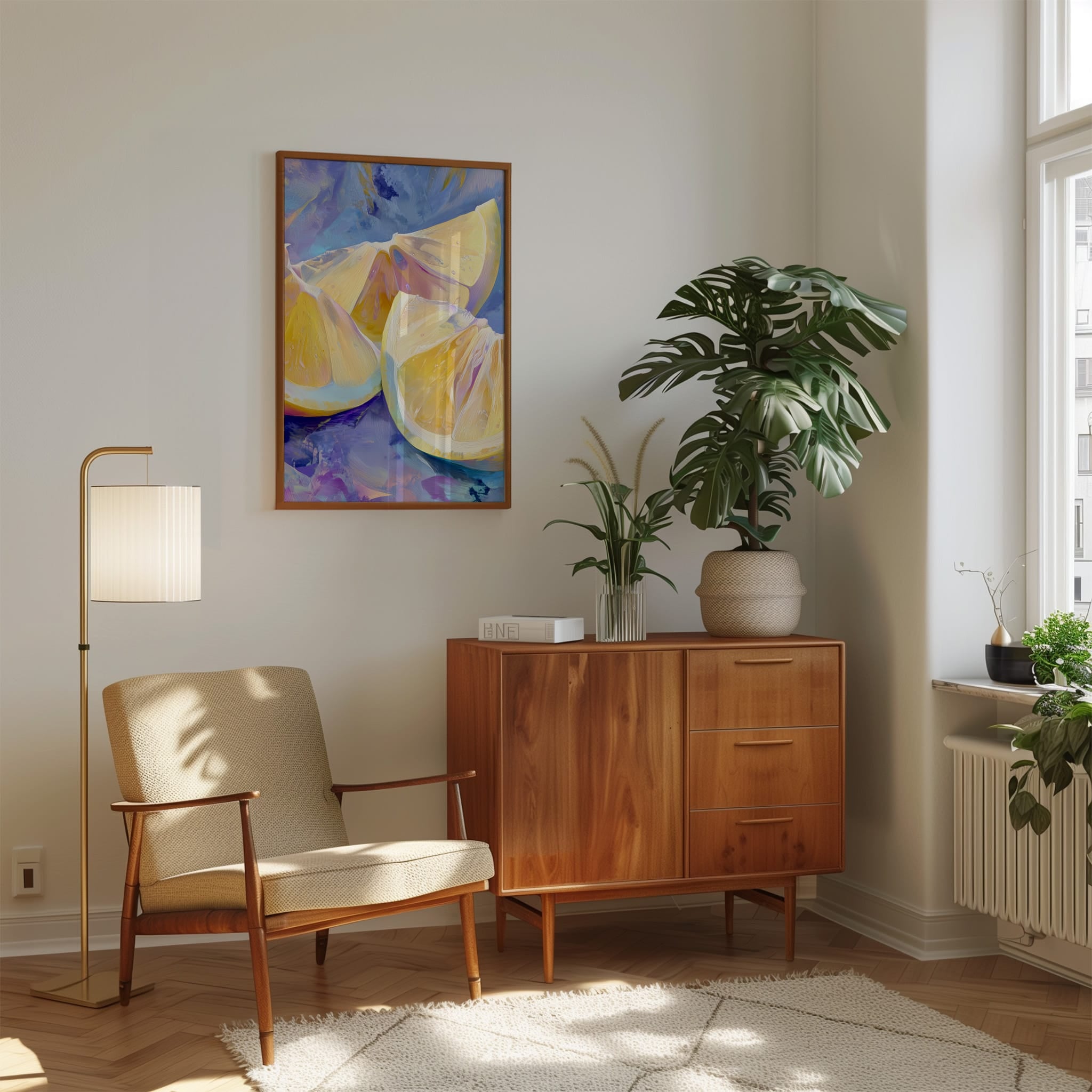 Lemon Art Print - Abstract Citrus Painting With Flowing Brushstrokes & Pastel Food Wall Art